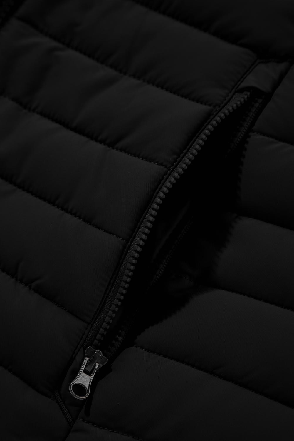 Silvery Plush Collared Quilted Zipped Puffer Vest - loveforevers