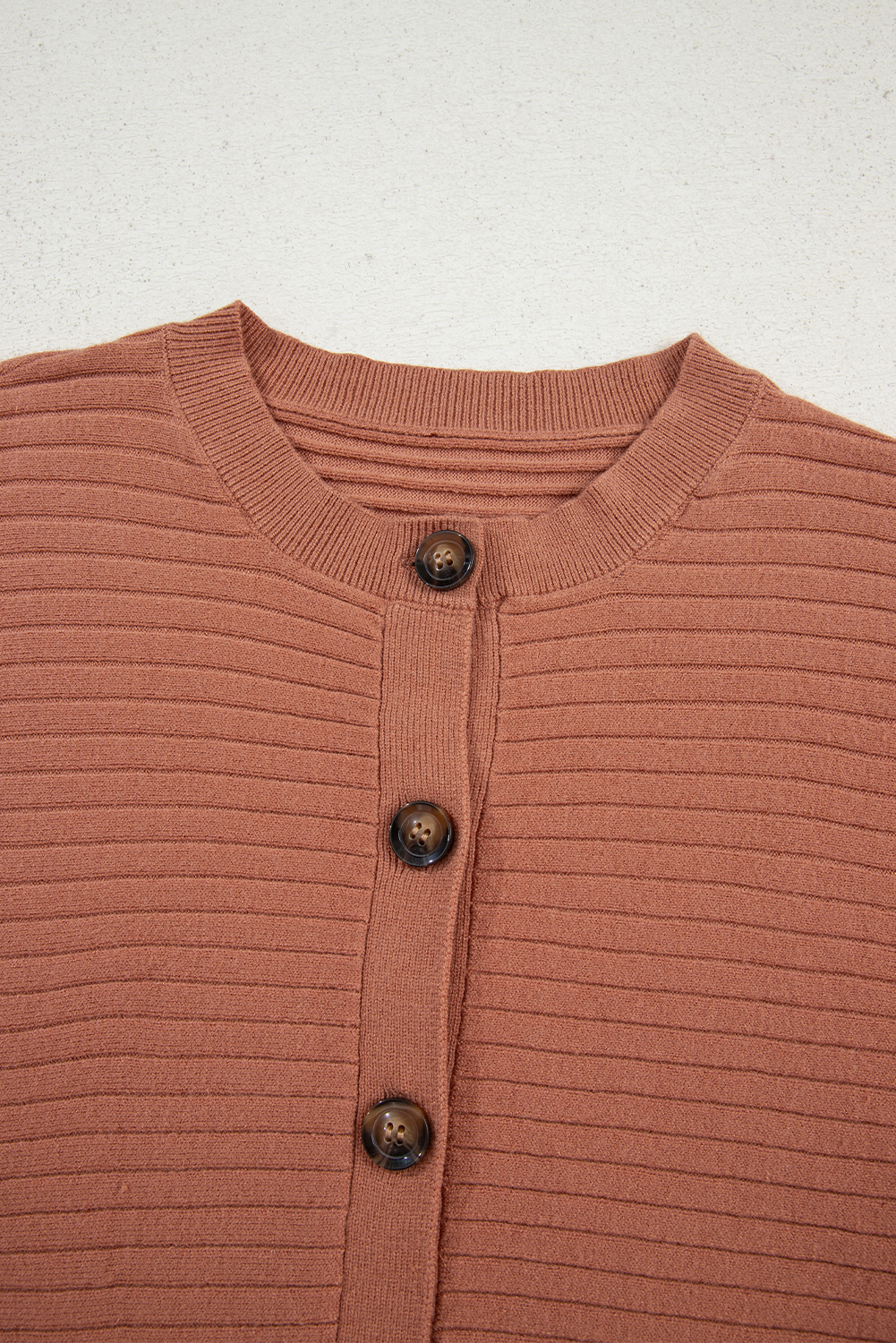 Apricot Pink Wide Rib Knit Button Front Dolman Sleeve Sweater Cardigan - loveforevers