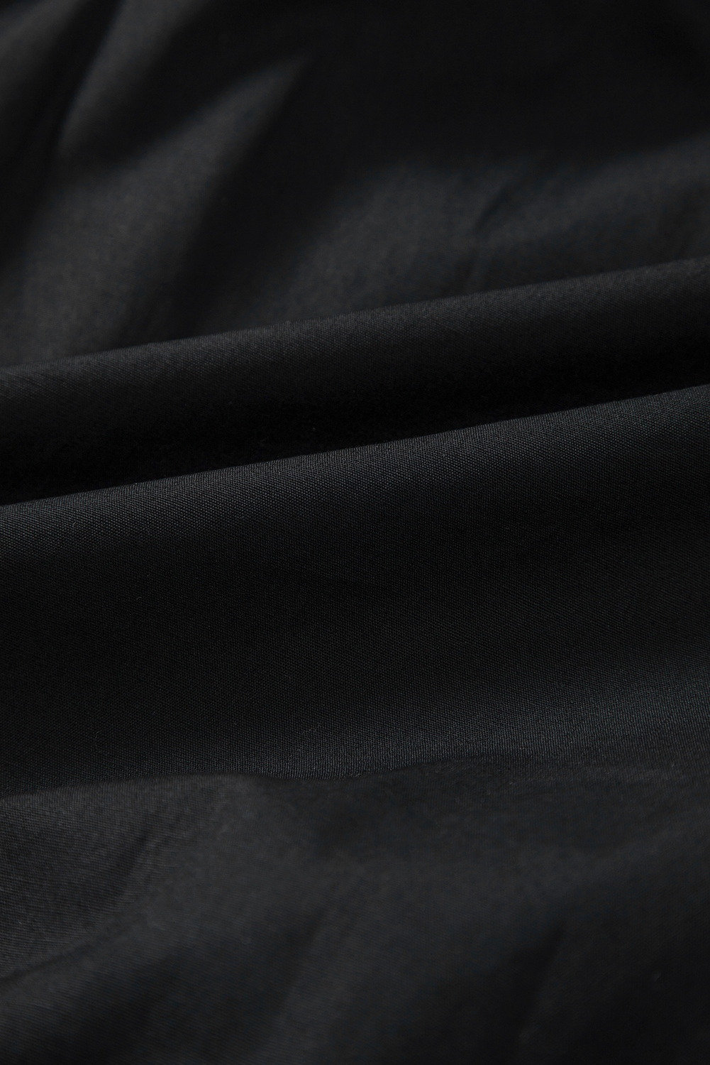 Black Shirt Style Button Down Puff Sleeve Ruffle Hem Dress - loveforevers