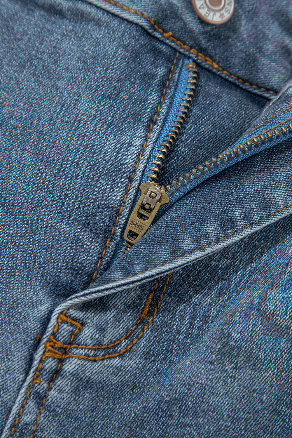 Dusk Blue 2 Button High Waist Piping Trim Bootcut Jeans - loveforevers