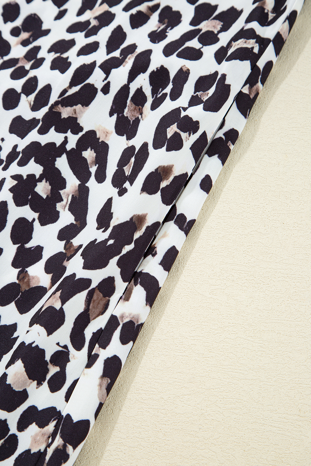 Multicolour Button Striped Collar Leopard Print Long Sleeve Flared Dress - loveforevers