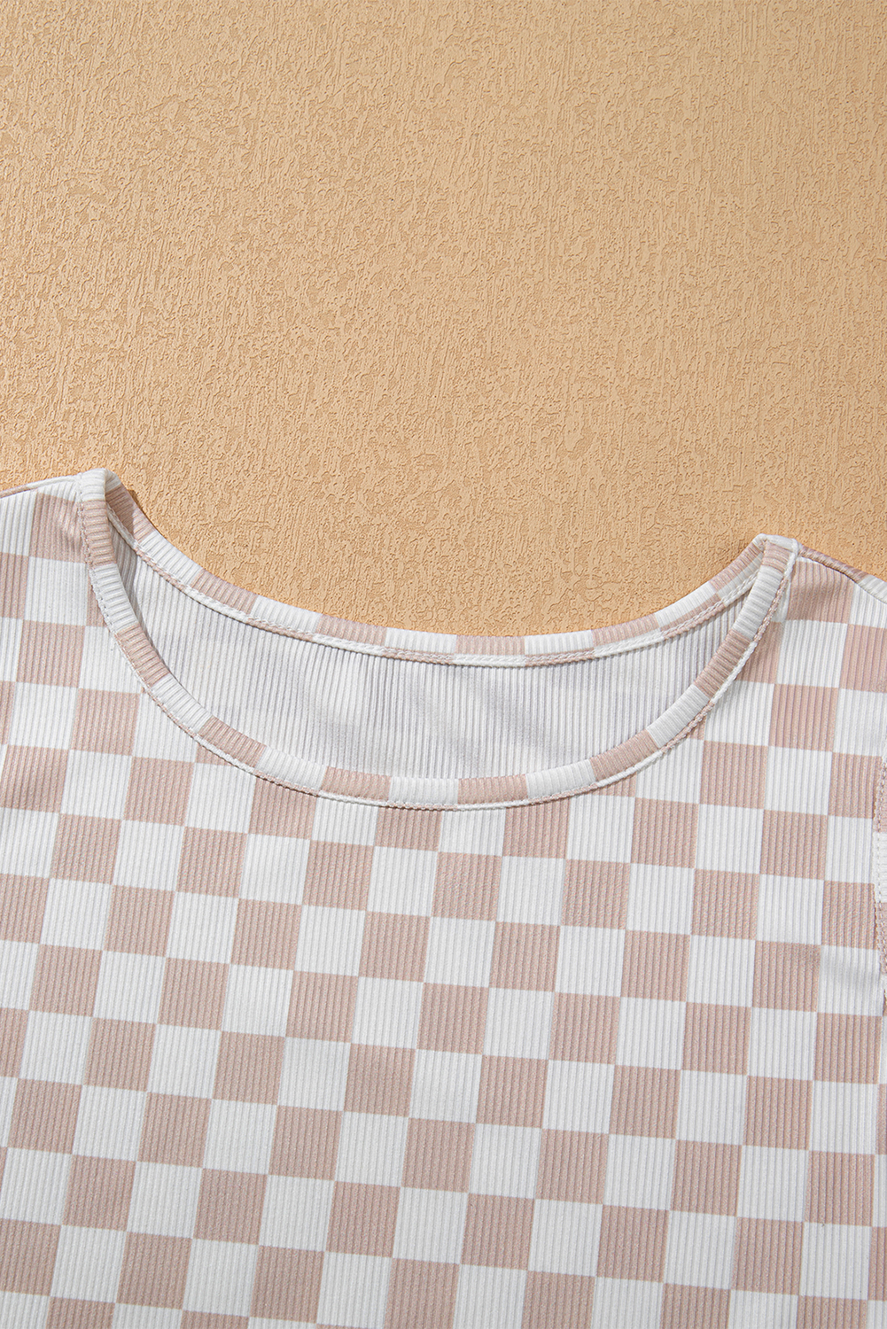 White Ribbed Texture Checkered Print 2pcs Tank and Pants Set - loveforevers