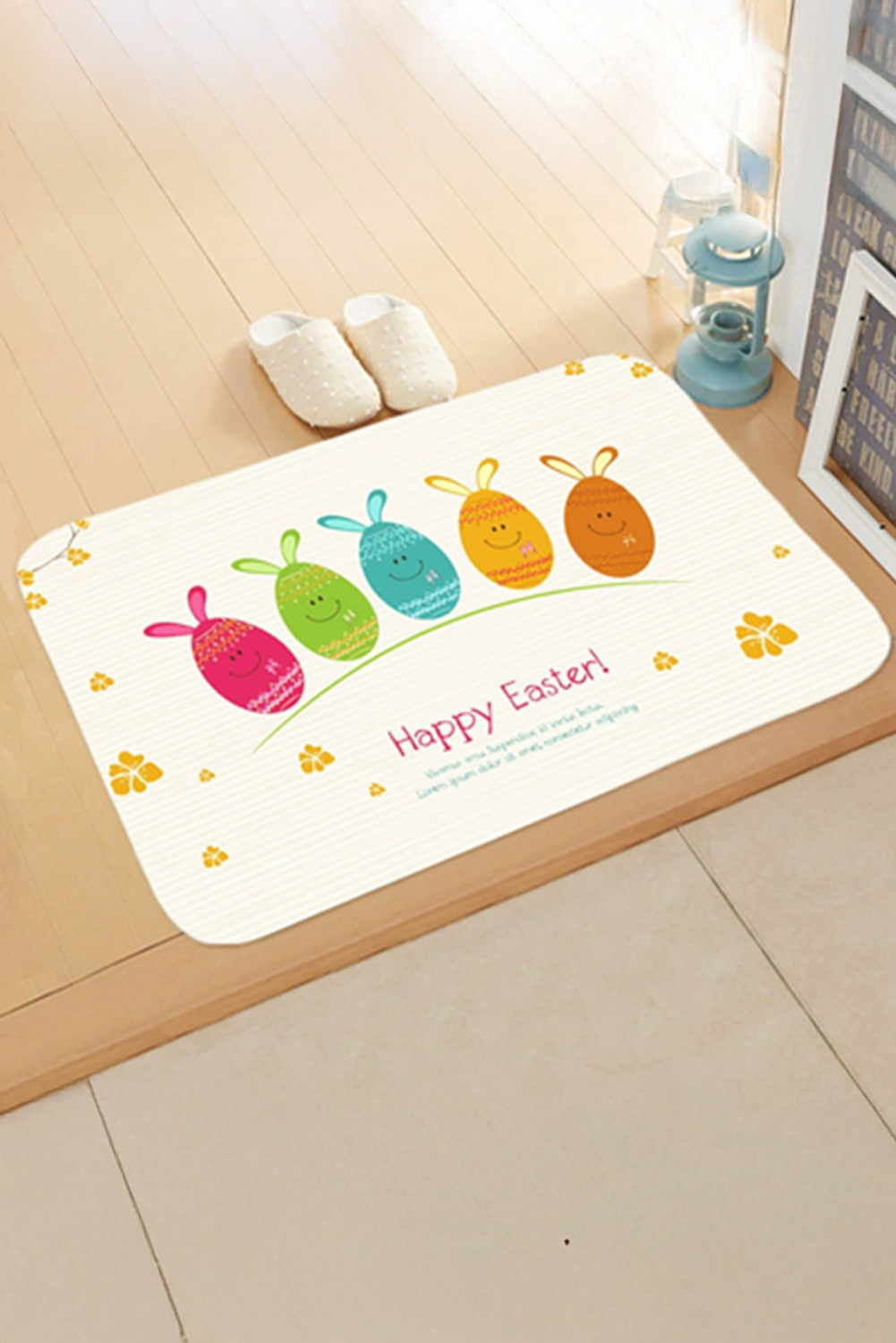 White Happy Easter Day Entrance Mat - loveforevers