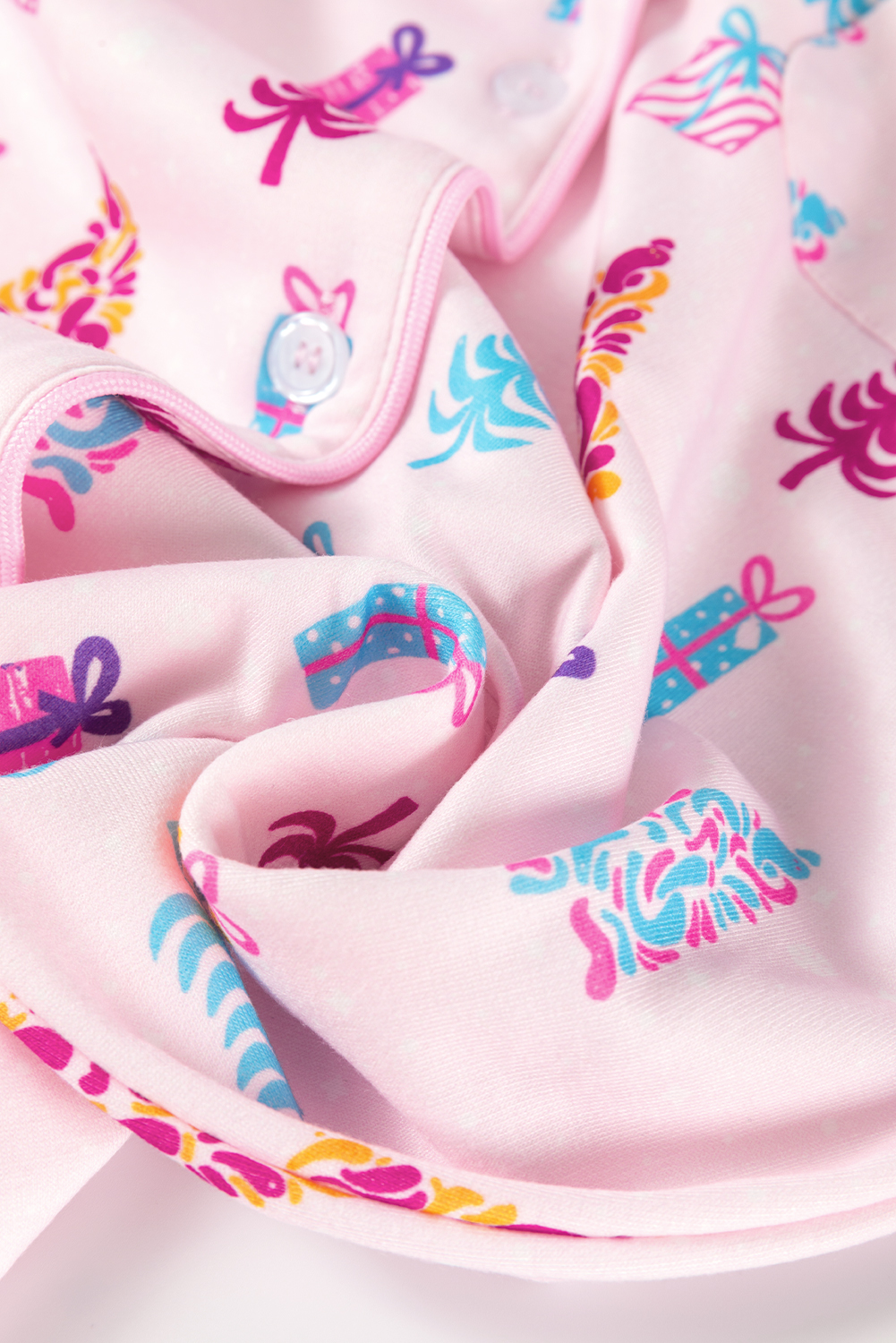 Pink Christmas Twinkle Tree Print Shirt Sleep Dress - loveforevers