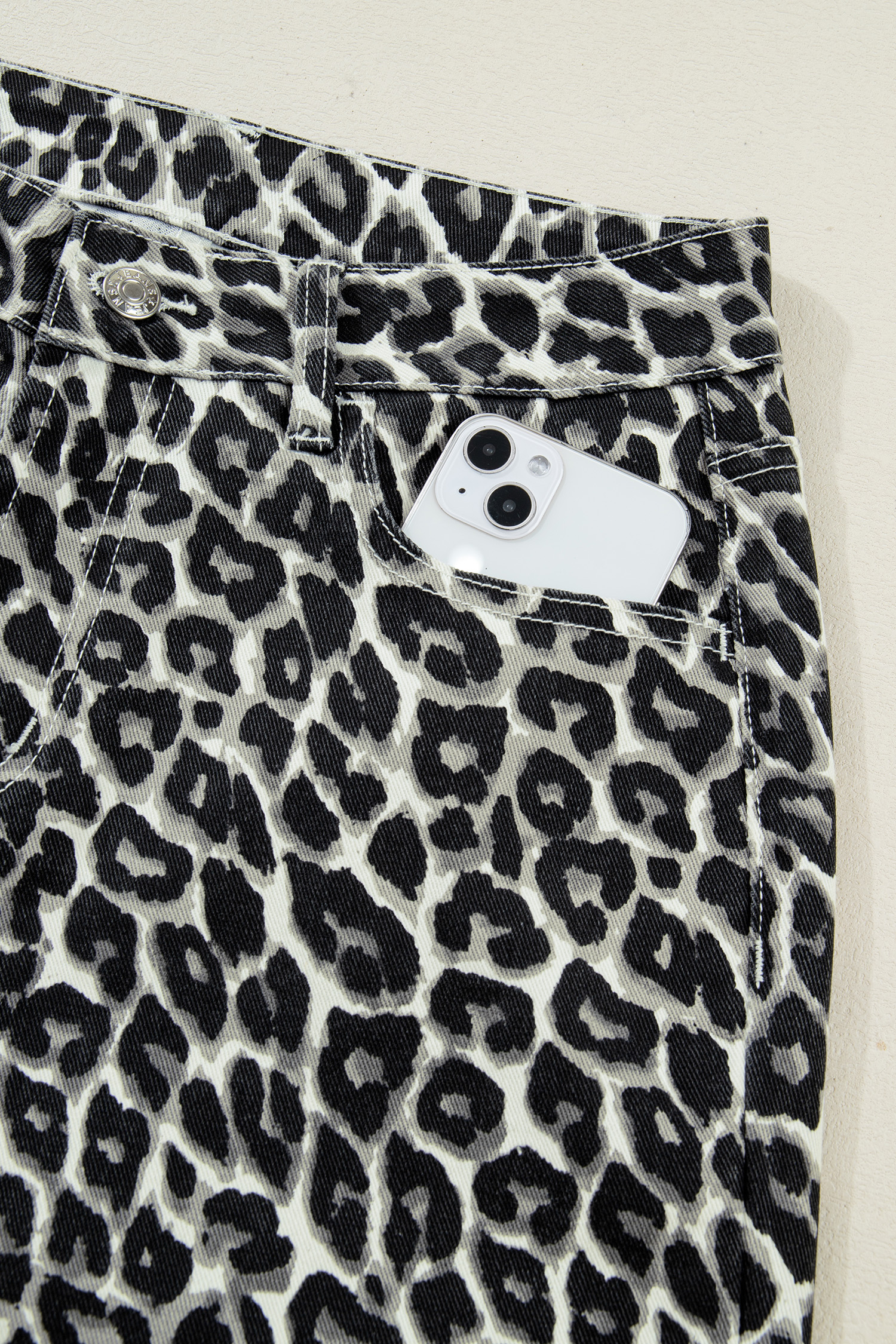 Black Leopard Print Barrel Jeans - loveforevers