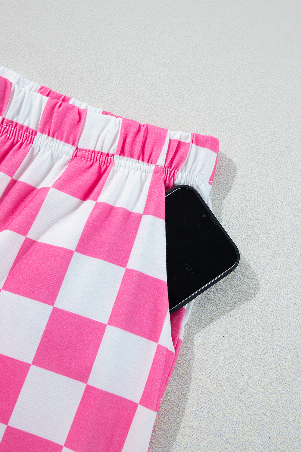 Black 2-Tone Checked Print High Waist Wide Leg Pants - loveforevers