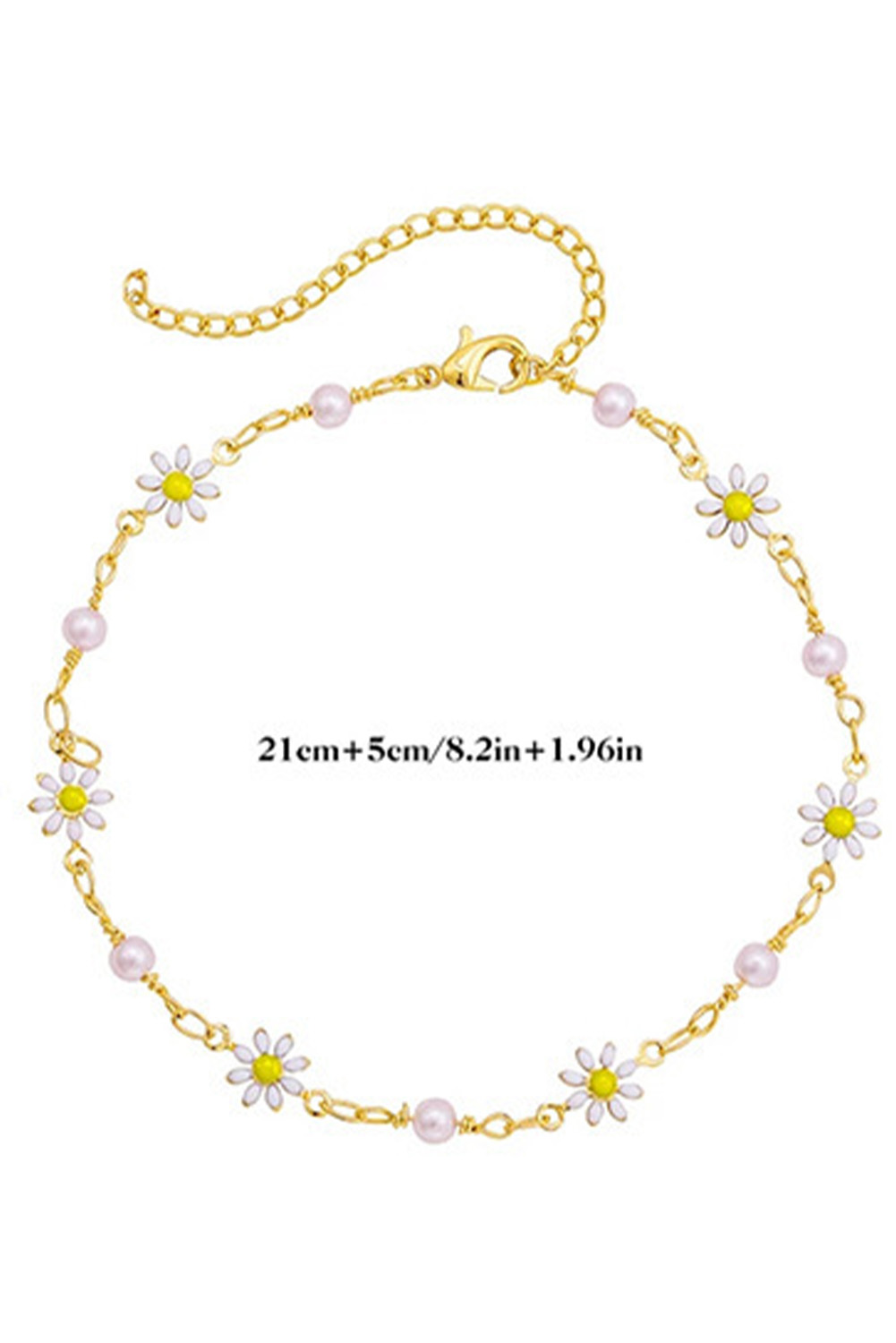 Gold Daisy & Pearl Chain Anklet - loveforevers