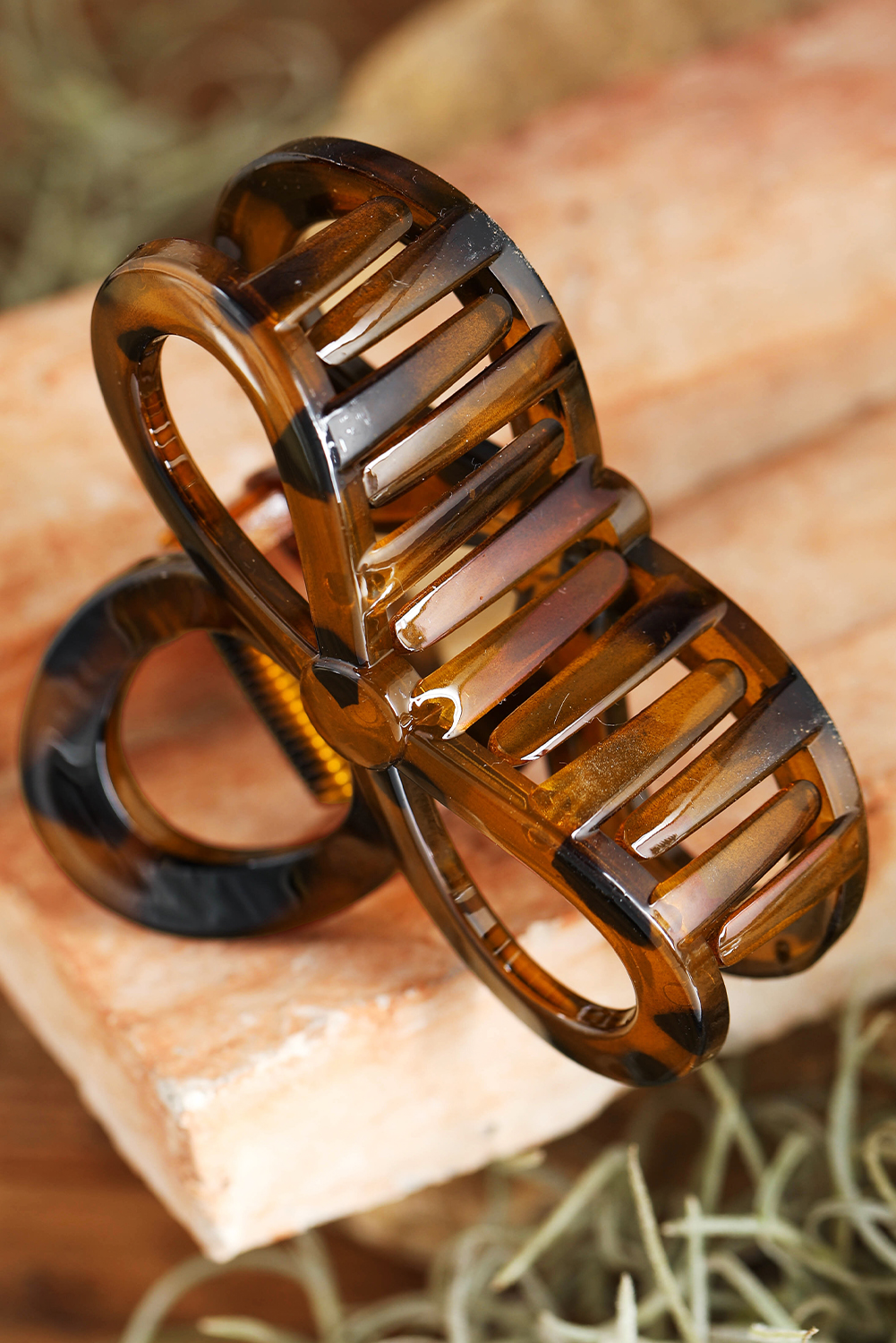 Chestnut Leopard Print Hollow Out Hair Claw Clip - loveforevers