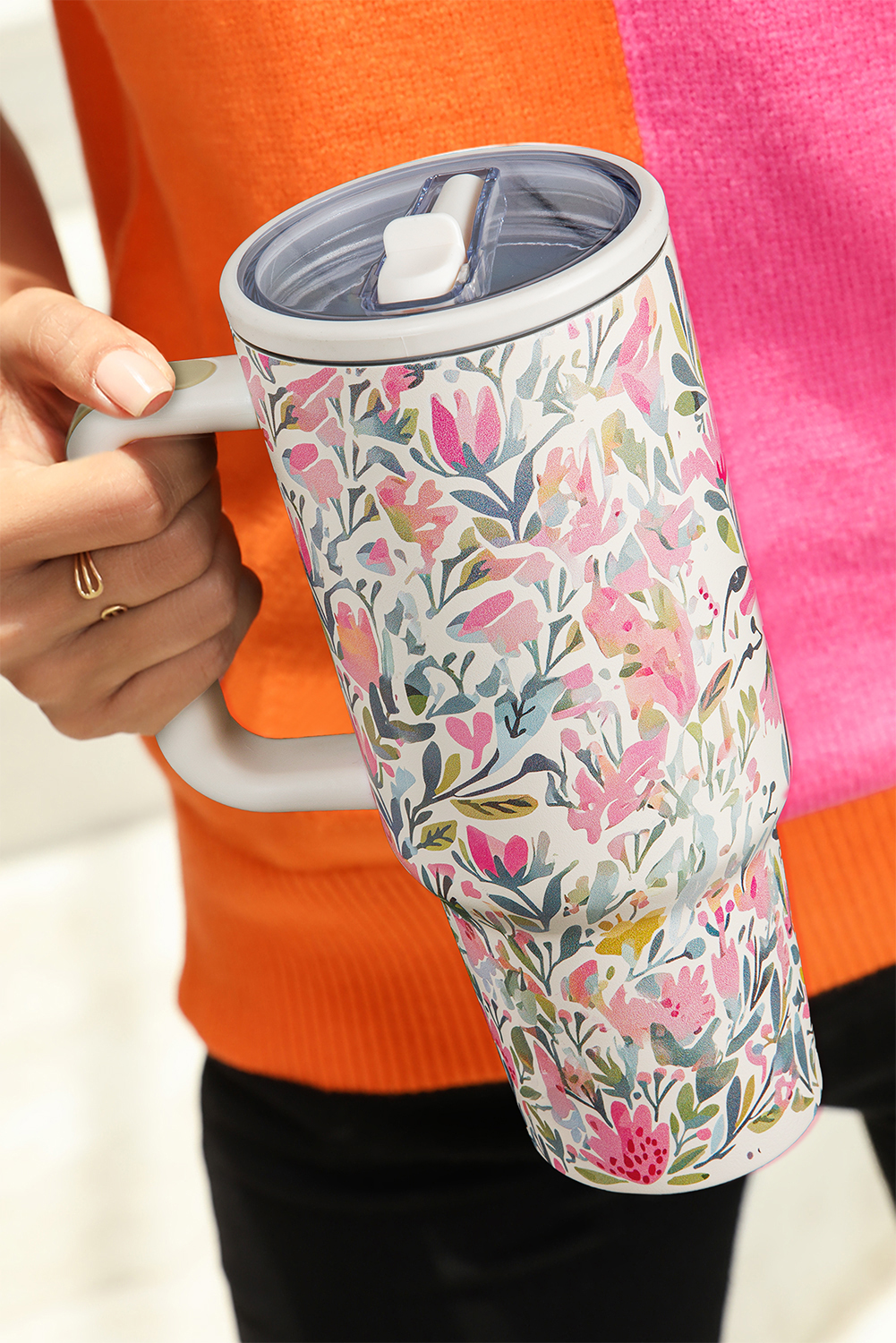 White He Is Risen Flower Print Stainless Steel Tumbler 40oz - loveforevers