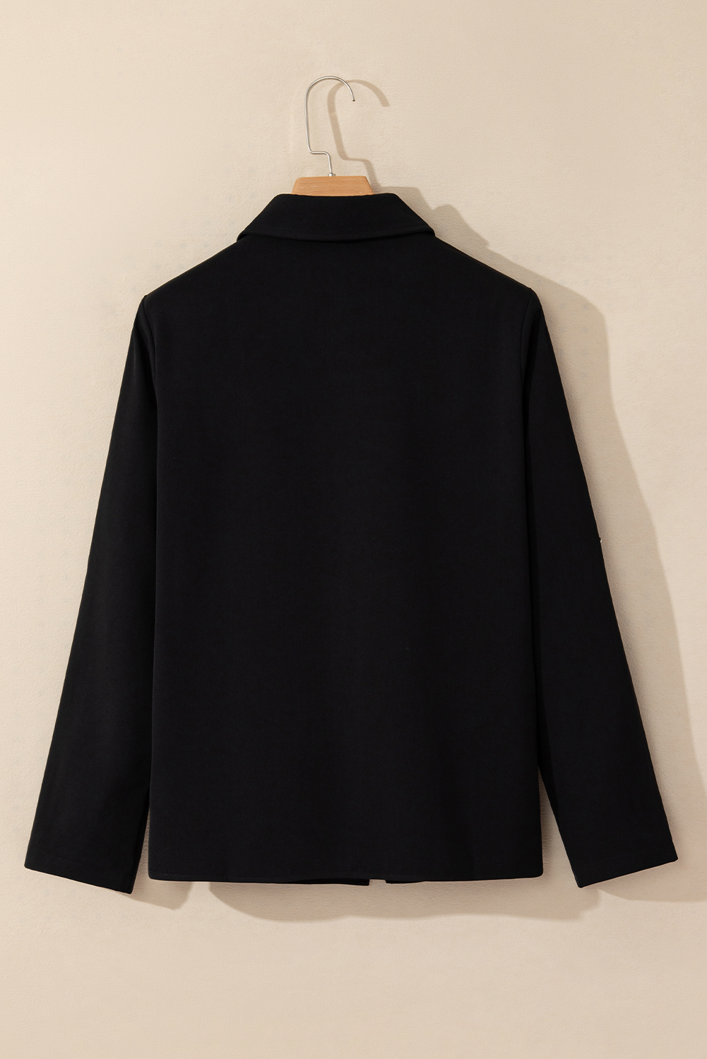 Red Dahlia Collar Tab Sleeve Zip Up Flap Detail Jacket - loveforevers