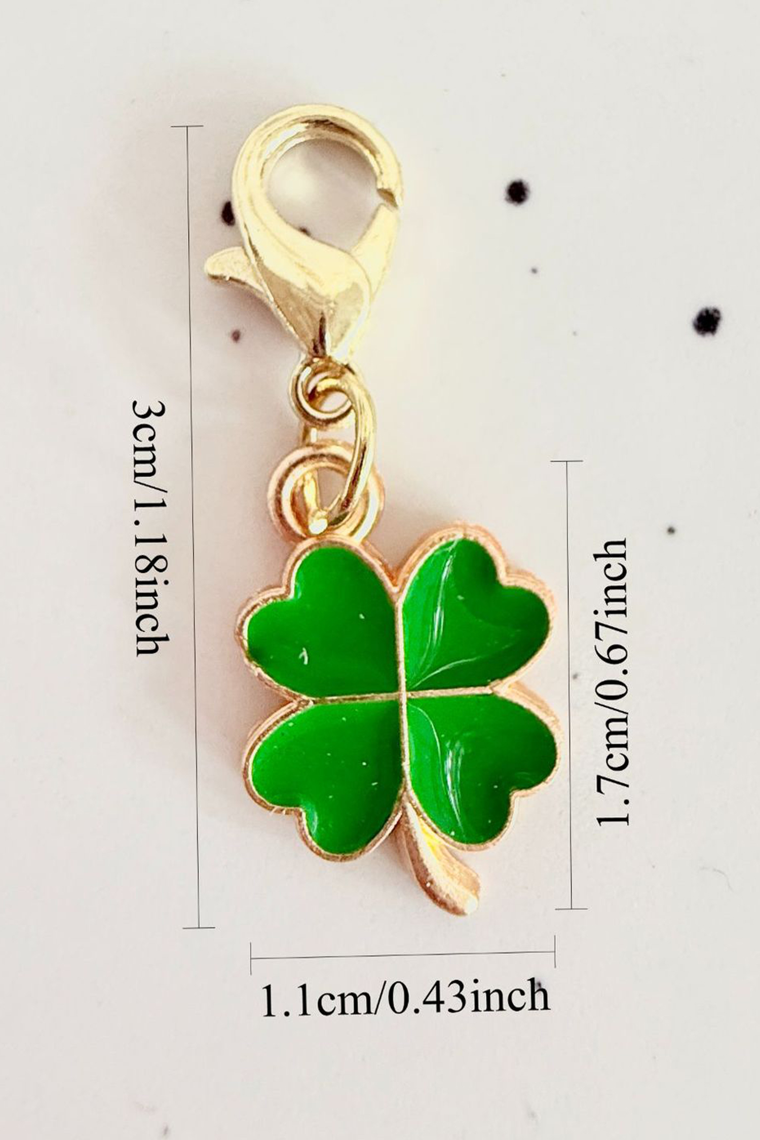 Green Enamel Lucky Clover Key Buckle St Patricks Day Lobster Clasp Pendant - loveforevers