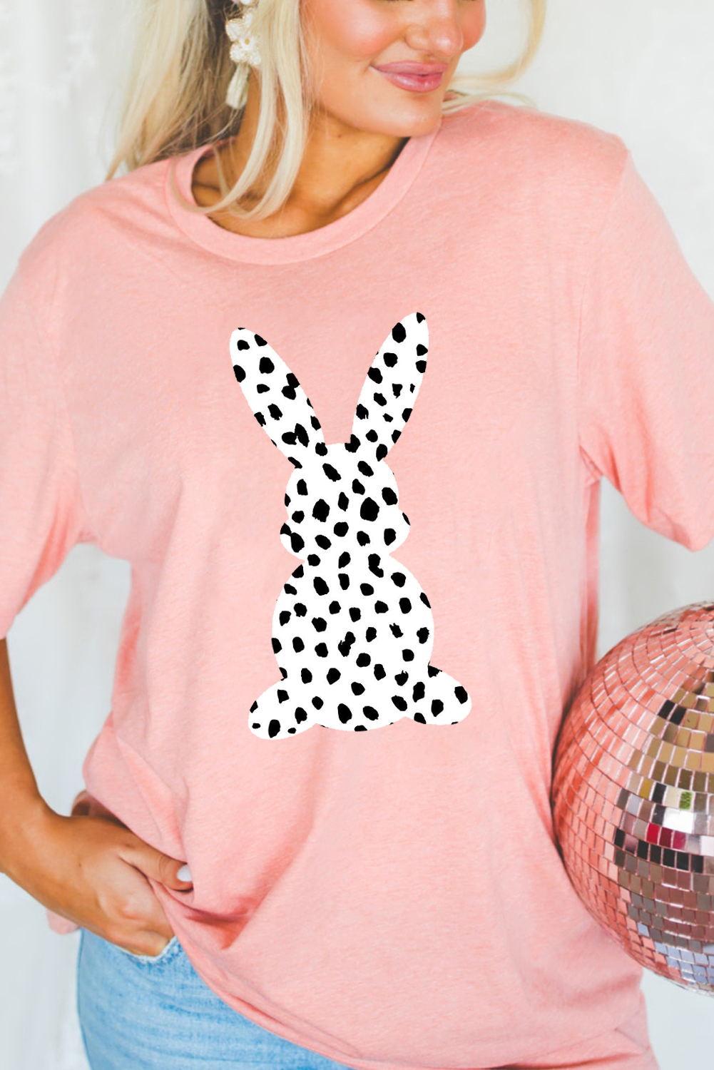 White Easter Egg Bow Bunny Ear Printed T Shirt - loveforevers