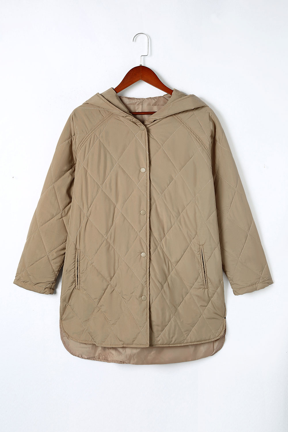 Green Quilted Snap Button Hooded Puffer Coat - loveforevers
