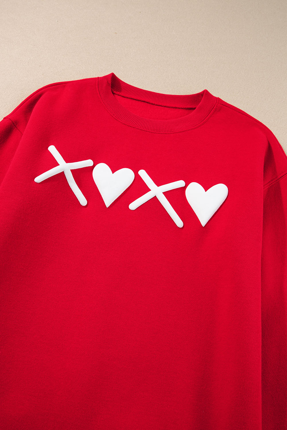 Pink LOVER Puff Print Drop Shoulder Pullover Sweatshirt - loveforevers