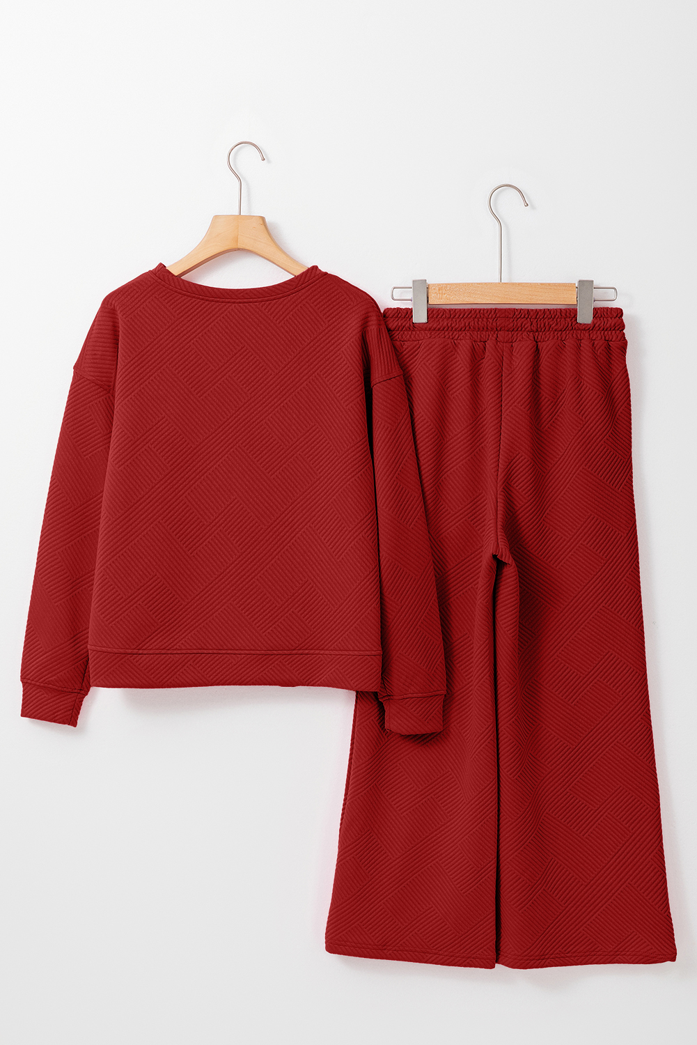 Red Dahlia Ultra Loose Textured 2pcs Slouchy Outfit - loveforevers