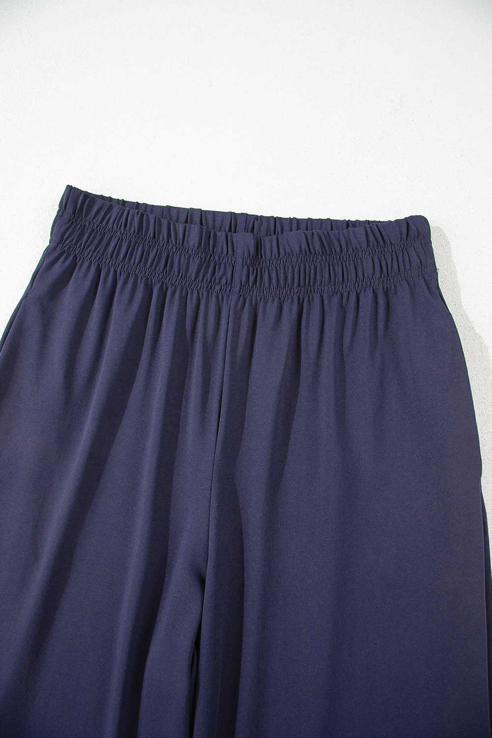 Navy Blue Raw Hem Loose Tee and Wide Leg Pants Set - loveforevers