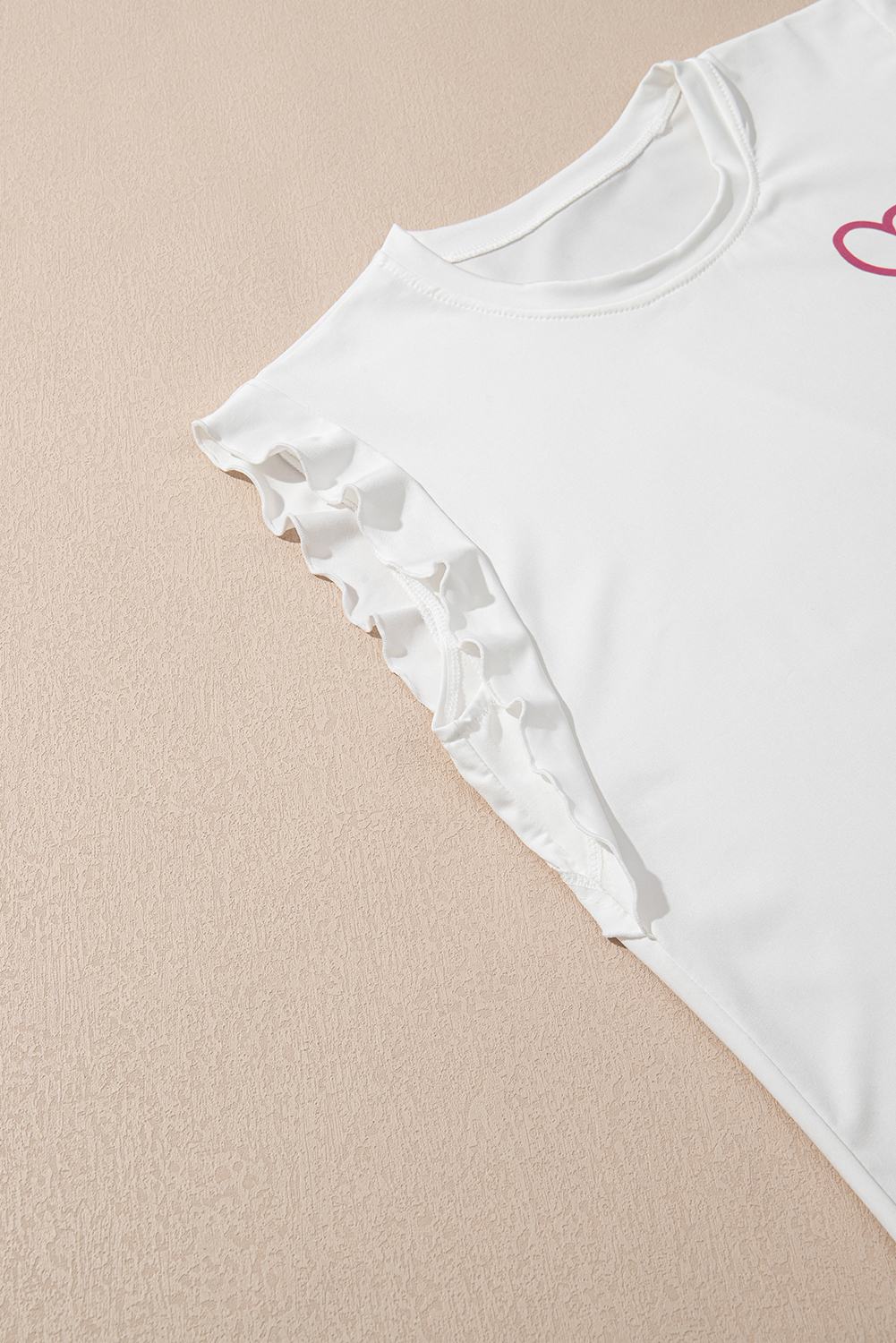 Pink Ruffled Tank Top And Heart Print Pants Lounge Set - loveforevers
