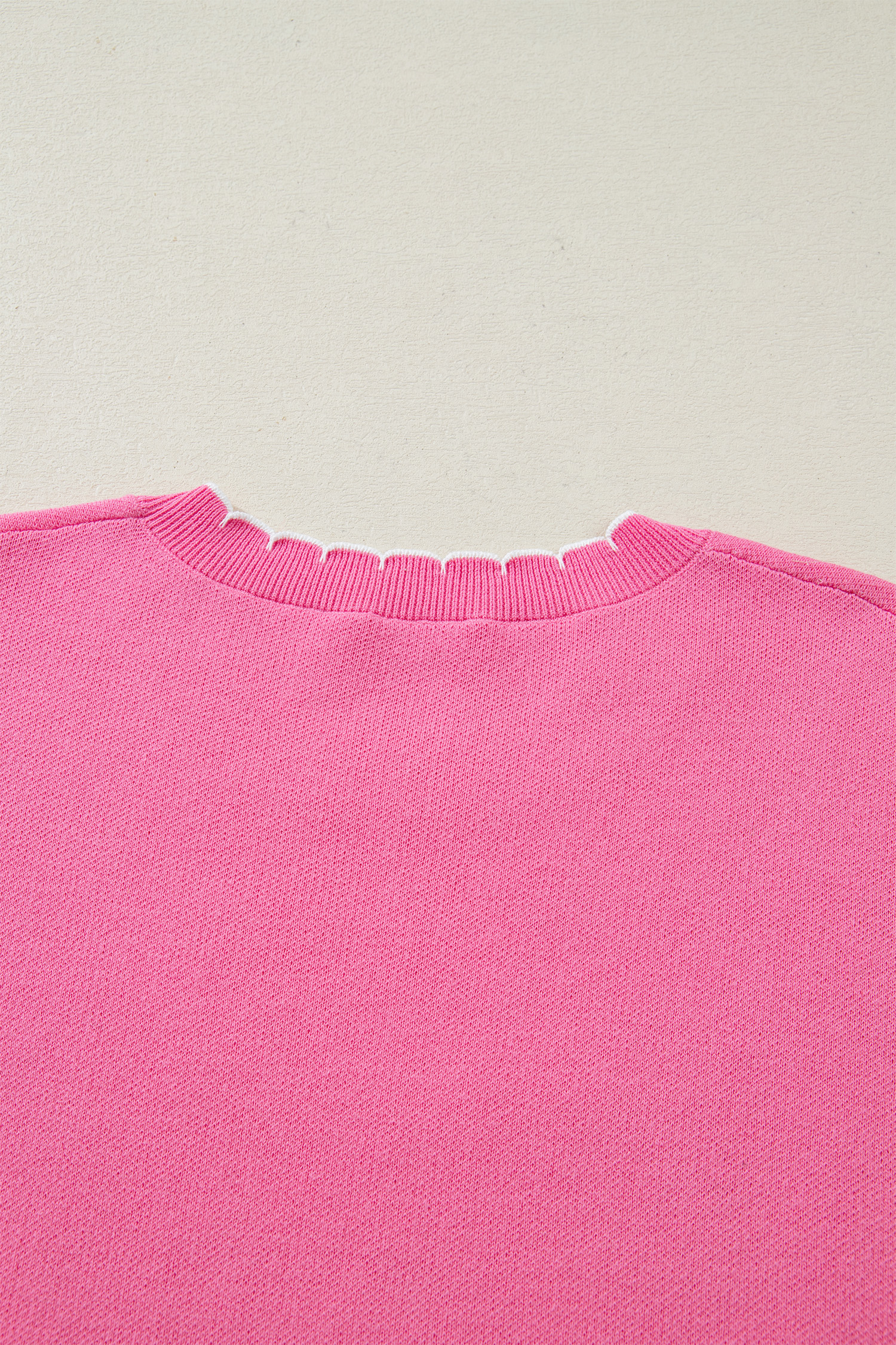 Sachet Pink Big Ribbon Bow Print Contrast Stitch Trim Drop Shoulder Sweater - loveforevers
