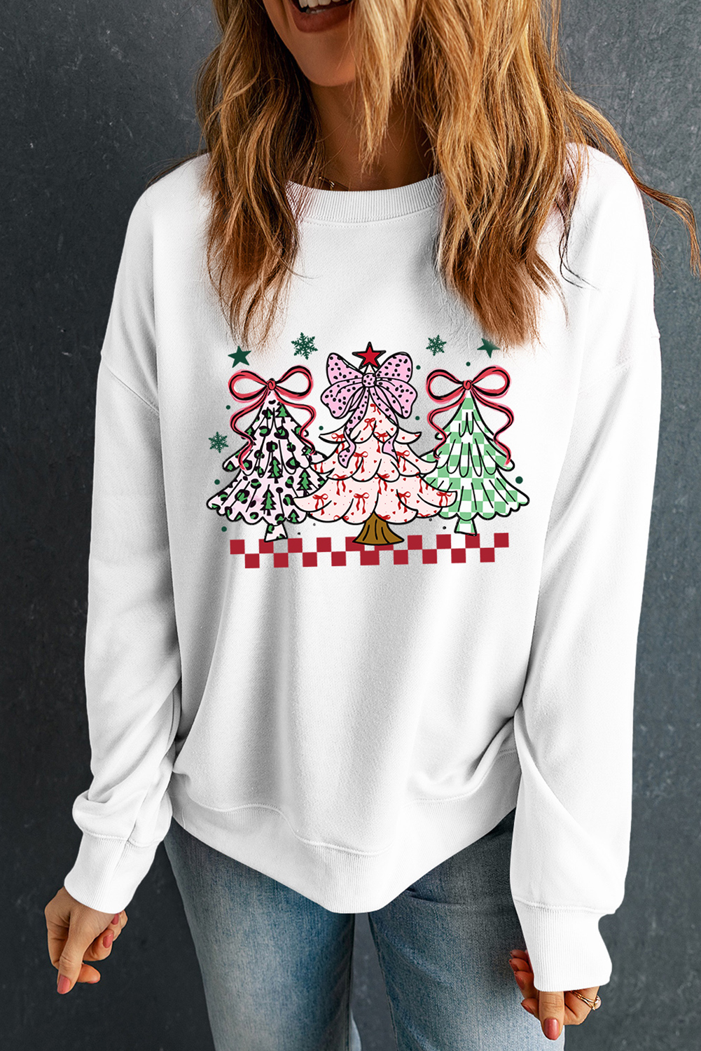 White Christmas Tree Graphic Customized Holiday Sweatshirt - loveforevers