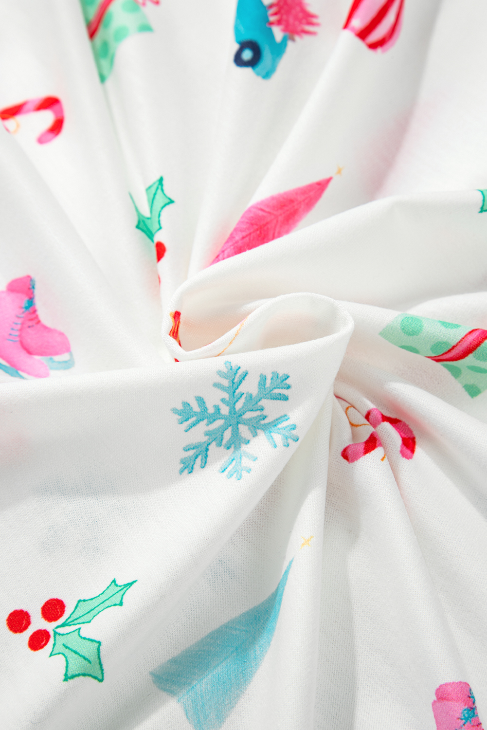 White Christmas Print Lapel Shirt and Pants Sleepwear - loveforevers
