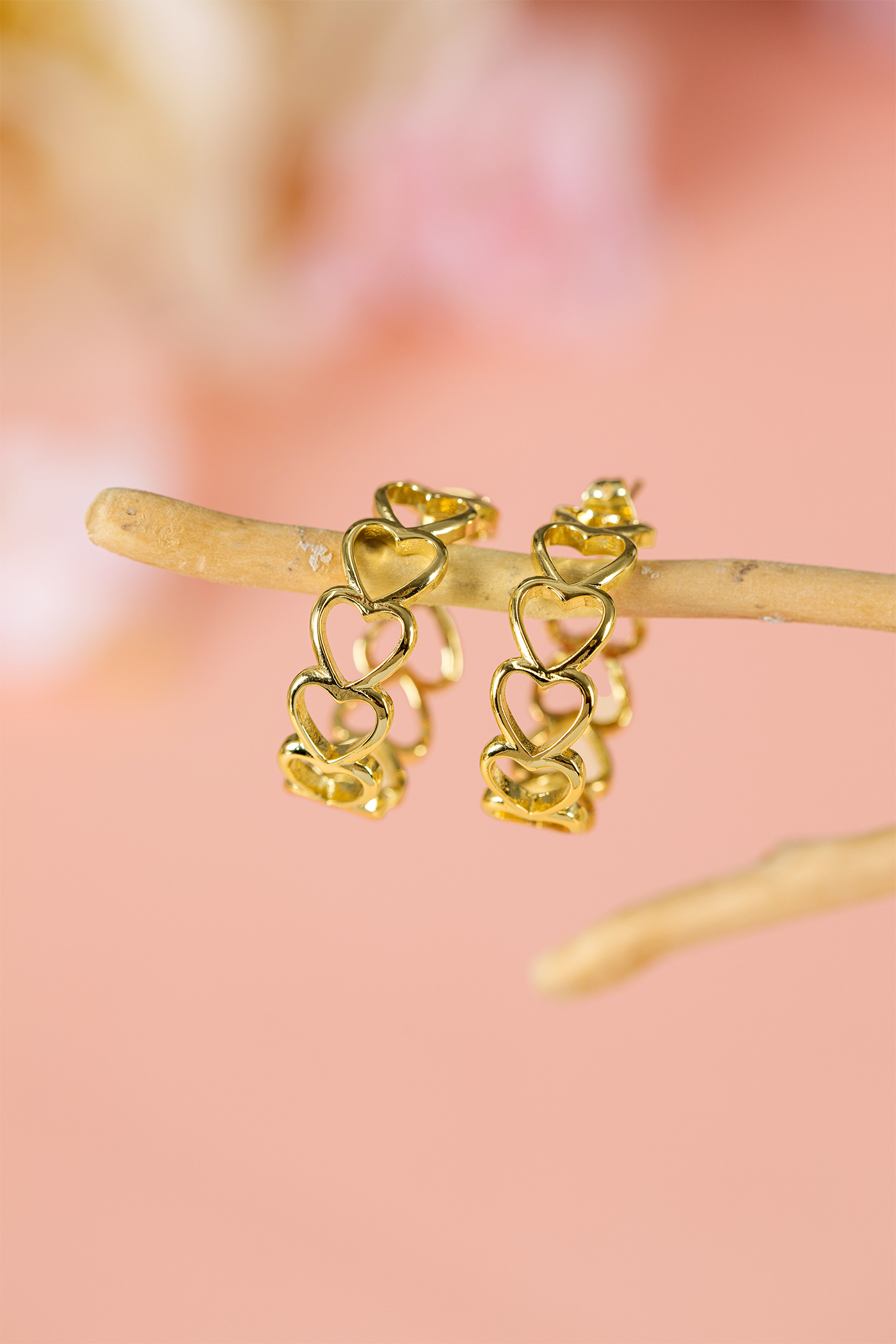 Gold Plated Heart Link Hoop Stud Earrings - loveforevers