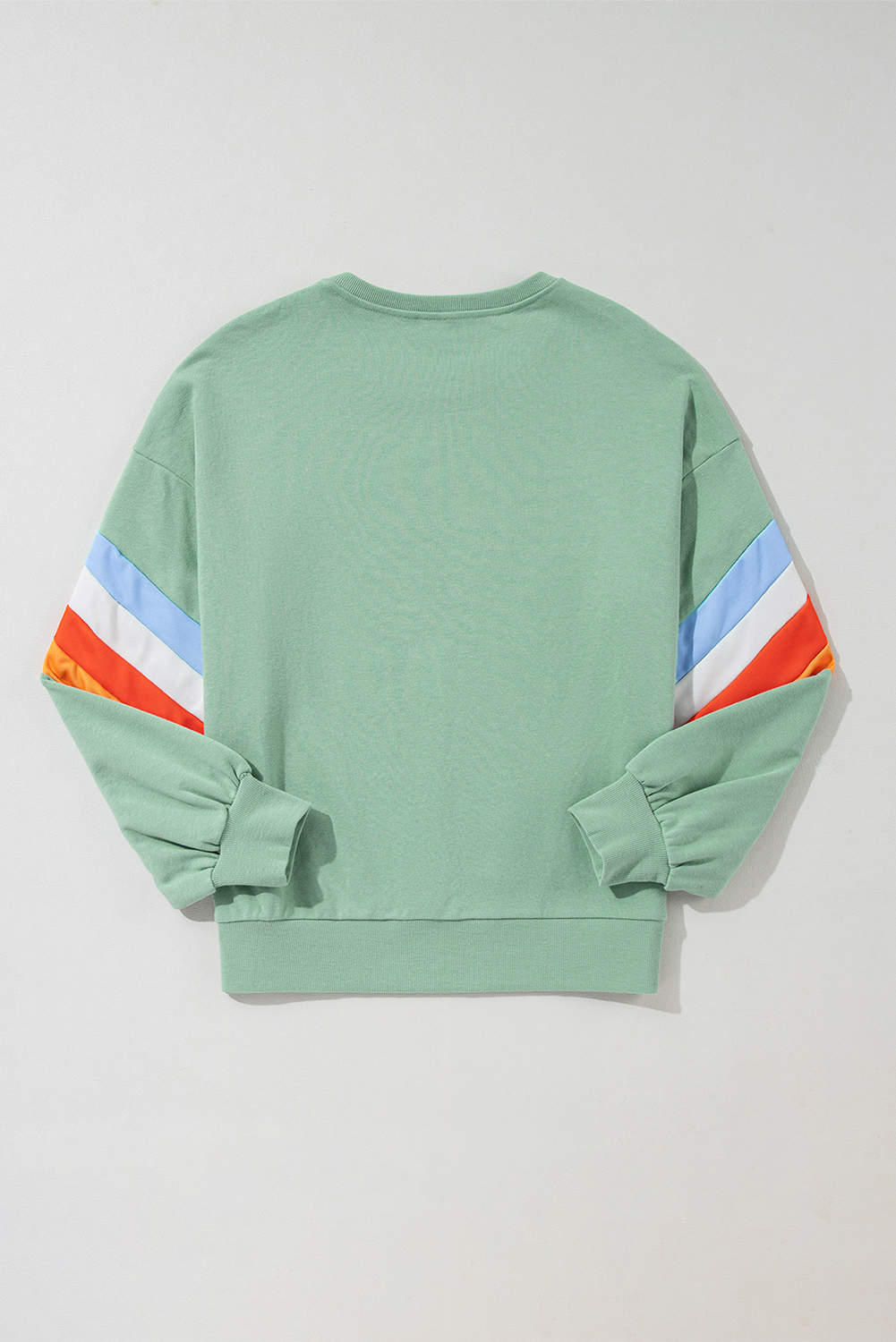 Moonlight Jade Rainbow Striped Sleeve Crew Neck Loose Sweatshirt - loveforevers