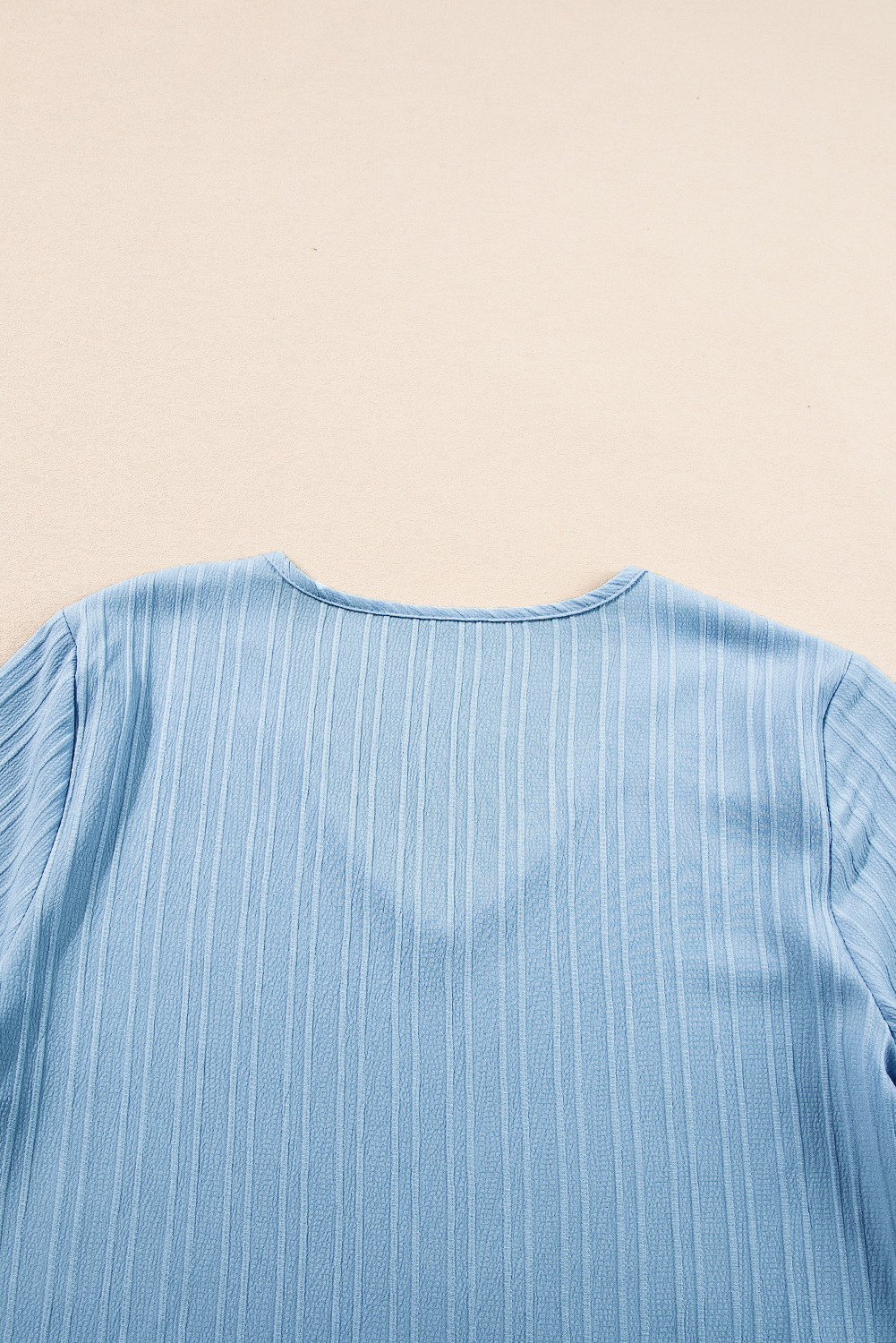 Beau Blue Ruffled Half Sleeve V Neck Textured Top - loveforevers