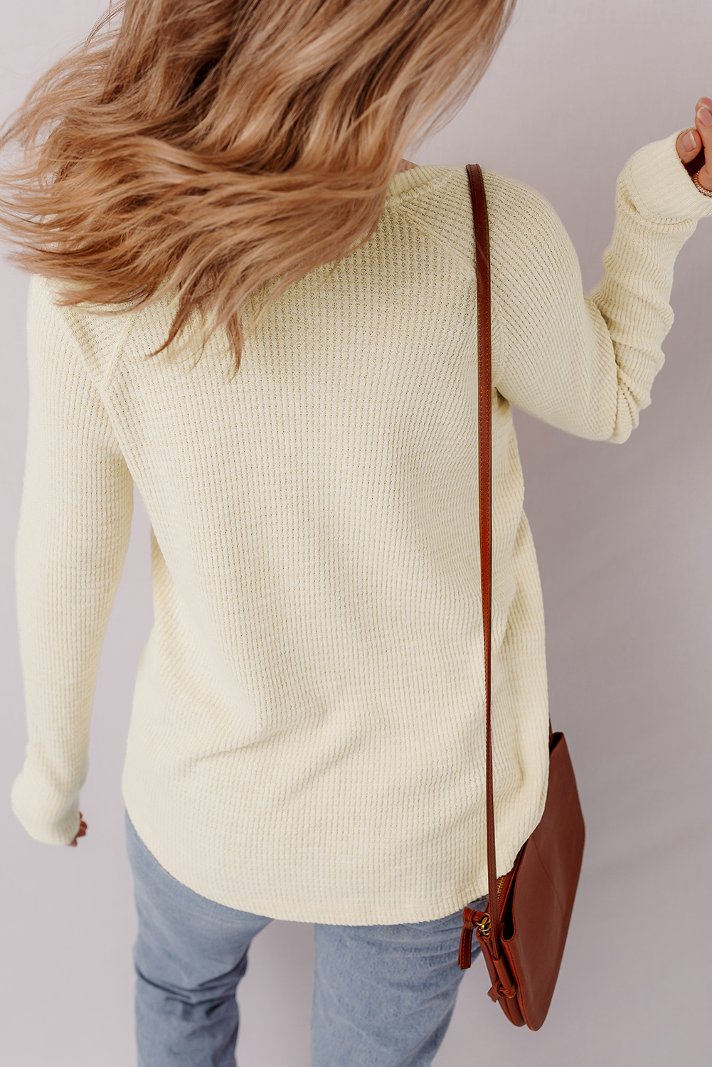 Oatmeal Textured Knit Half Buttons Henley Top - loveforevers