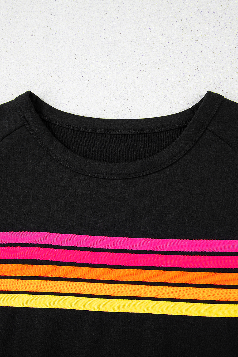 Black Striped Patch Front Casual Tee - loveforevers