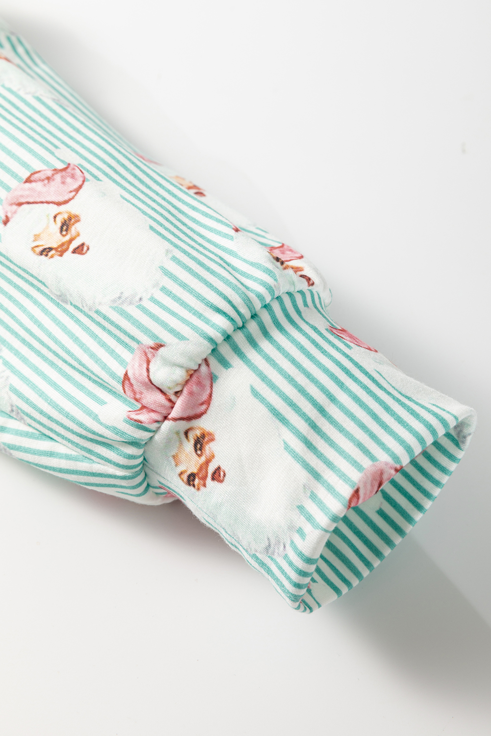 Green Santa Claus Striped Print Loose Fit Two Piece Lounge Set - loveforevers