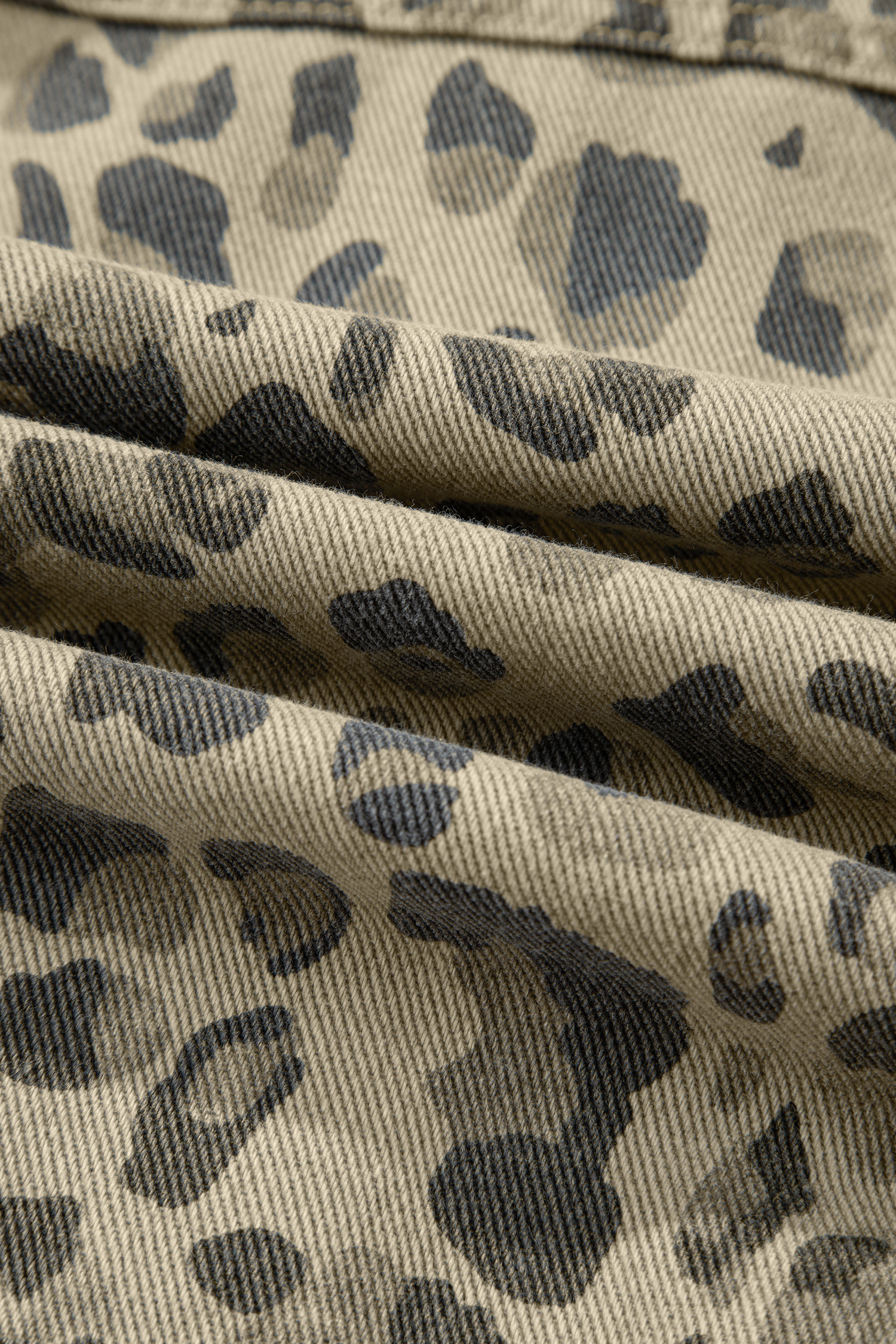 Khaki Retro Leopard Print Seam Detail Button Down Denim Jacket - loveforevers