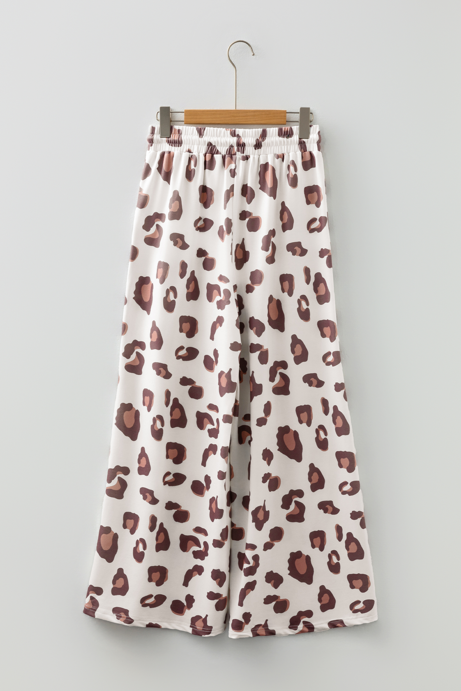 Beige Drawstring Leopard Print Patch Pocket Loose Pants - loveforevers