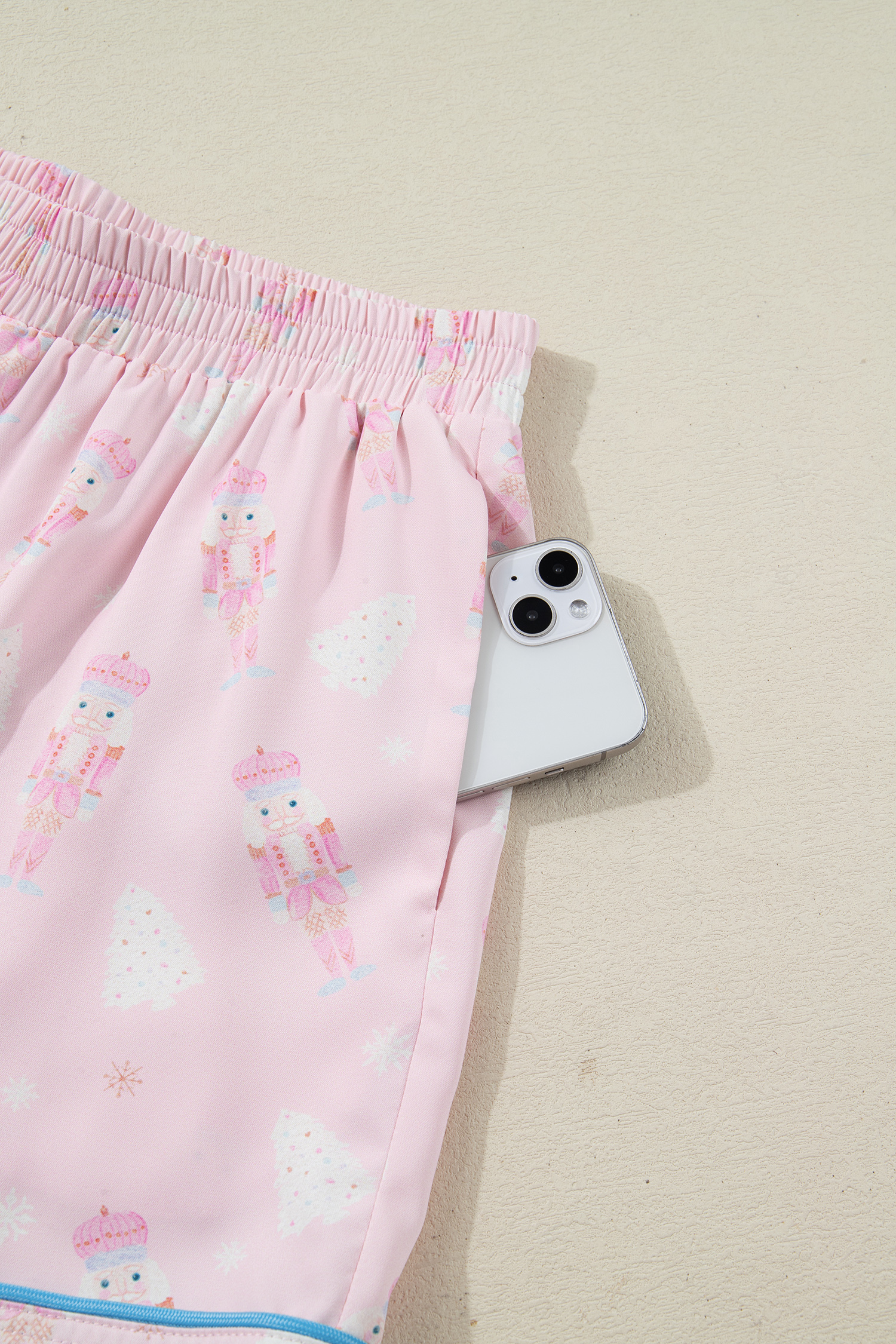 Pink Bow Tie Front Christmas Nutcracker Long Sleeve Shirt Shorts Pajama Set - loveforevers