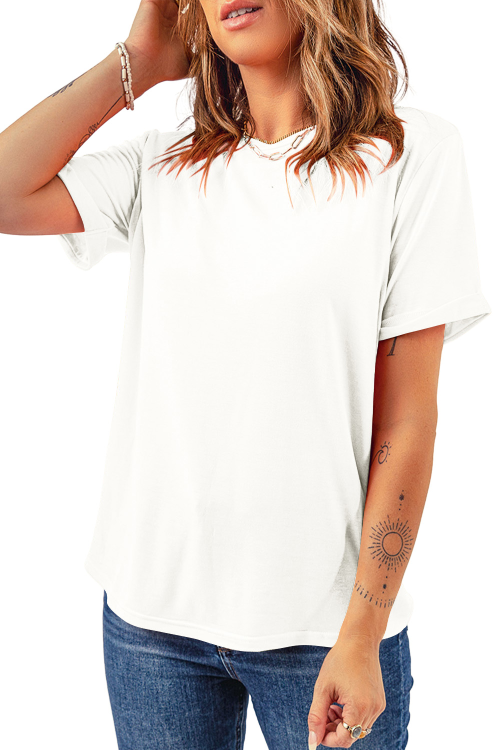 Khaki Casual Plain Crew Neck Tee - loveforevers