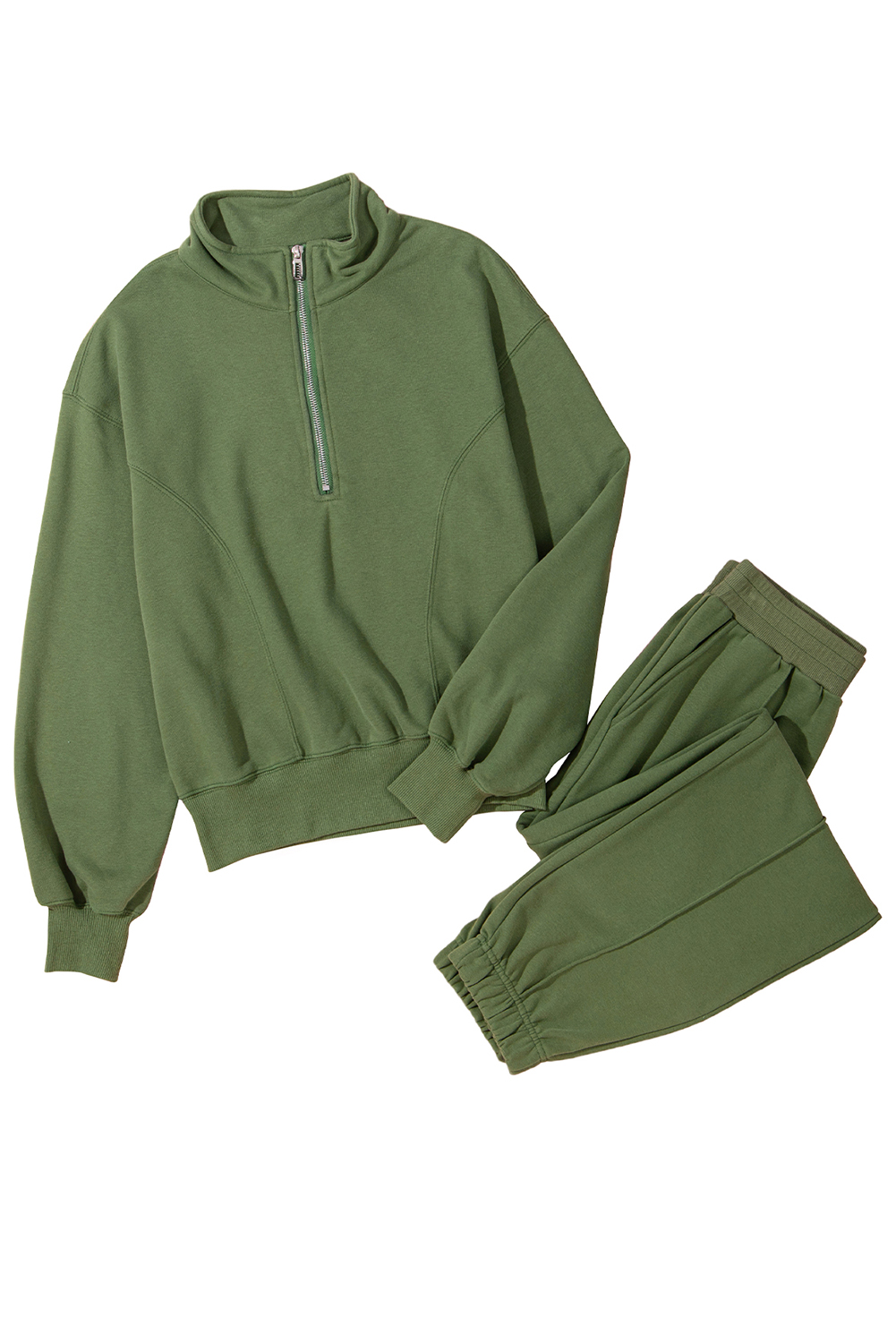 Vineyard Green Half Zip up Pullover Active Top and Joggers Set - loveforevers