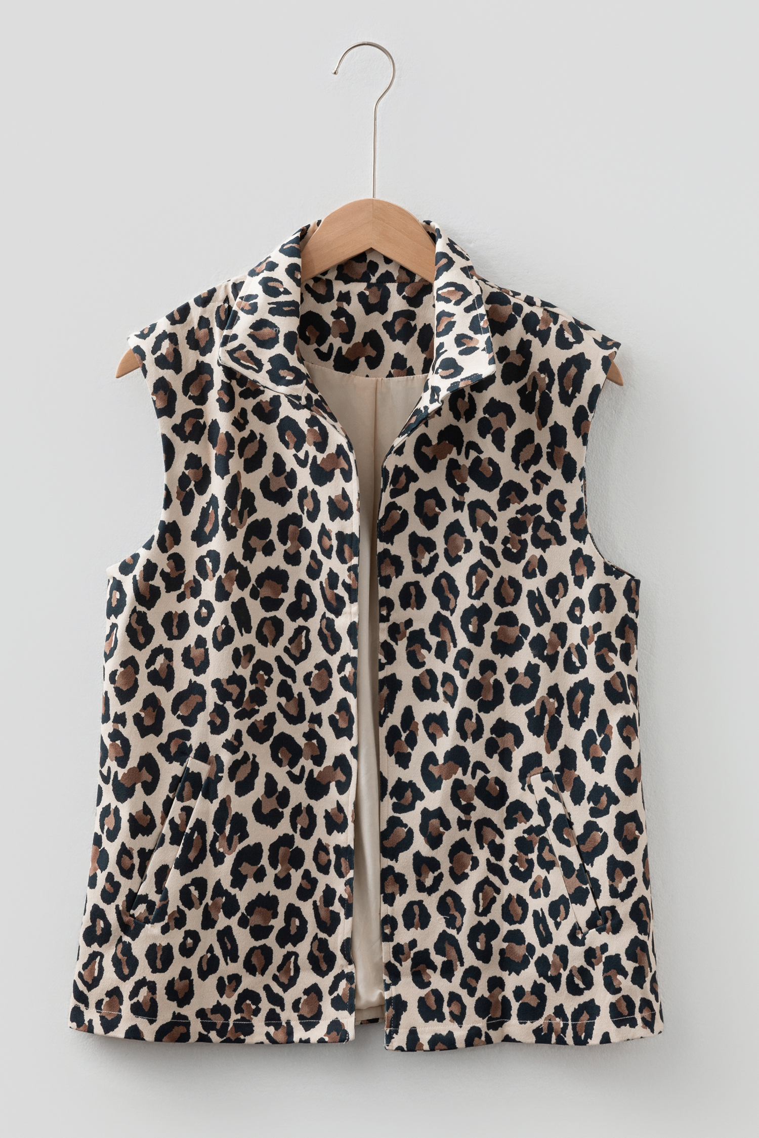 Brown Leopard Open Front Jacket Vest - loveforevers