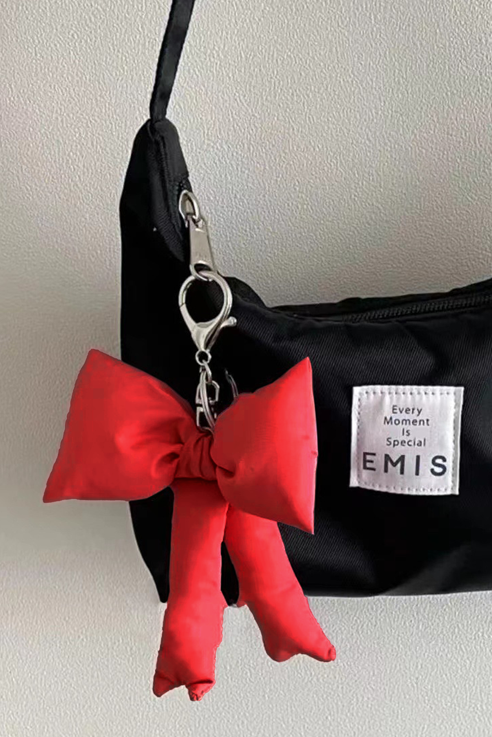 Pink Gingham Puffer Bow Knot Bag Pendant Keychain - loveforevers