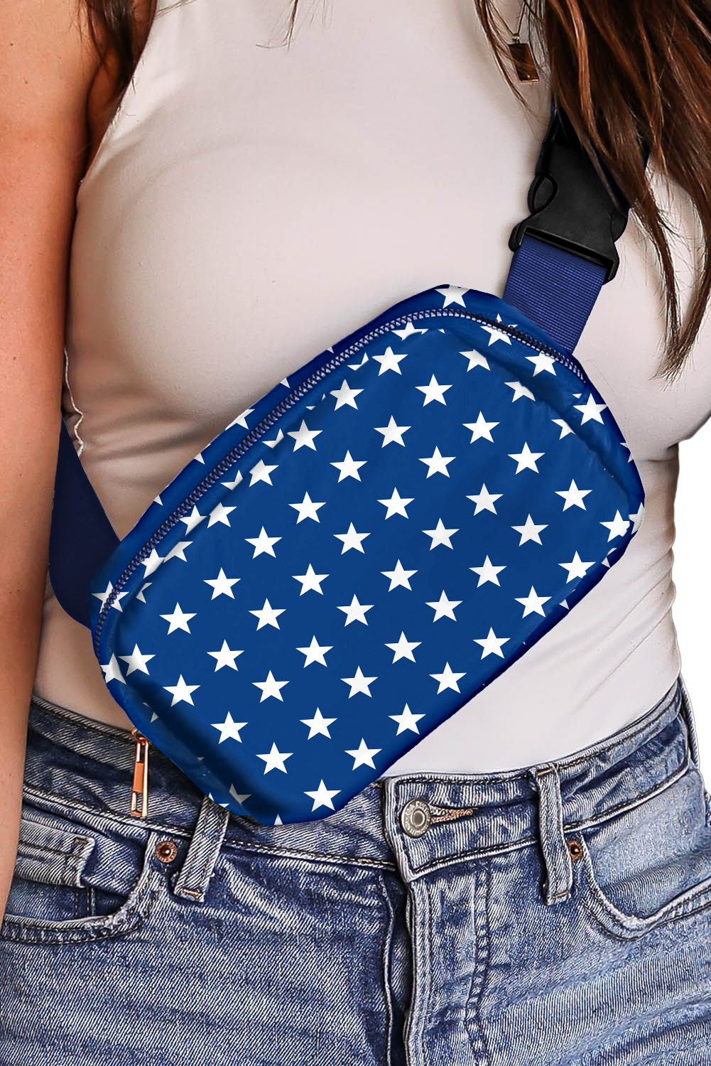 Bluing Independent Day Flag Star Printed Crossbody Bag - loveforevers