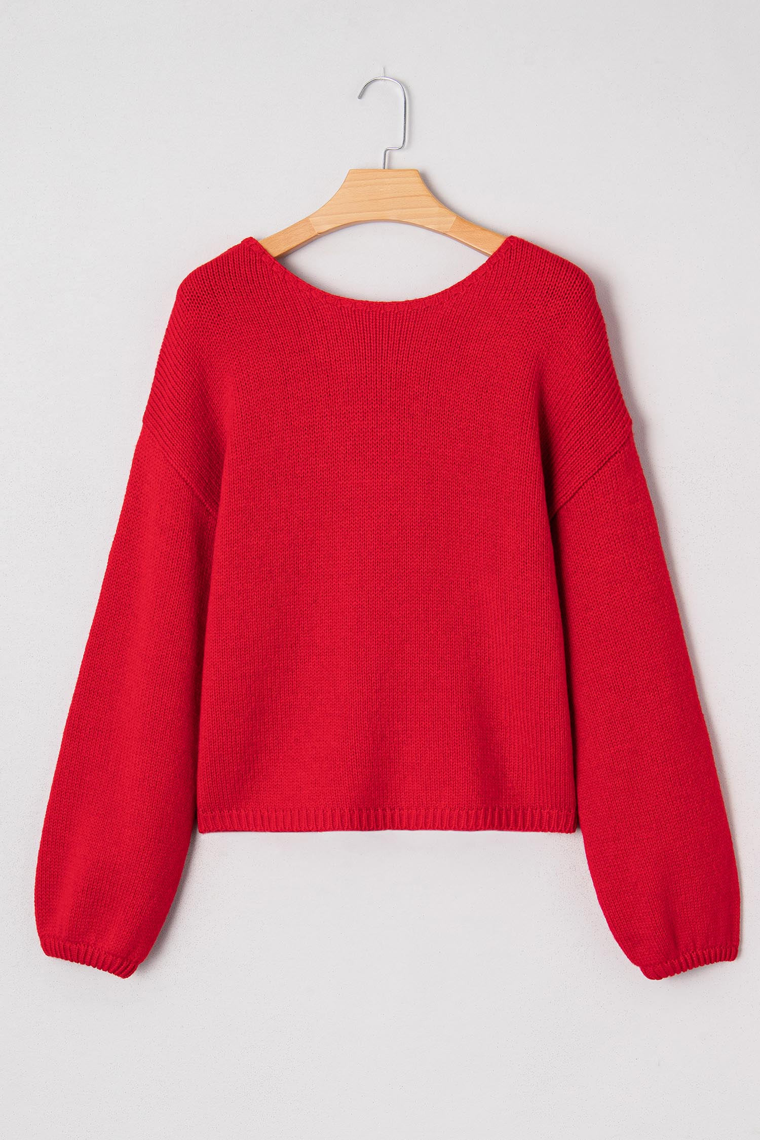 Bonbon Festive Bow Backless Bubble Sleeve Sweater - loveforevers