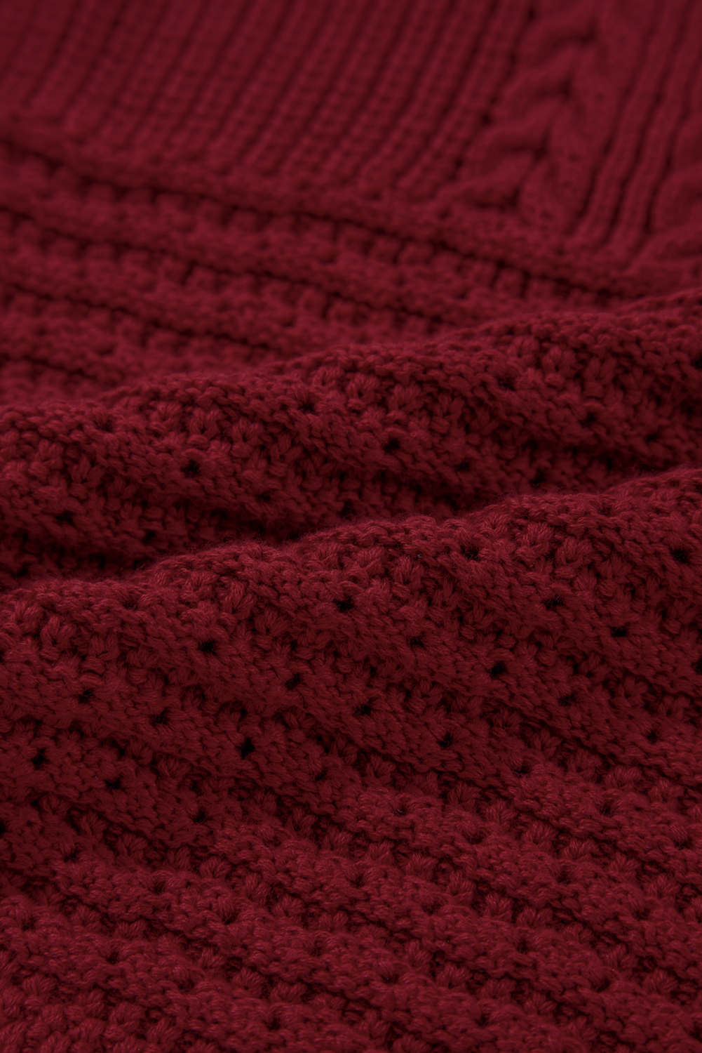 Burgundy Cable Knit Pointelle Slim Fit V Neck Sweater Vest - loveforevers