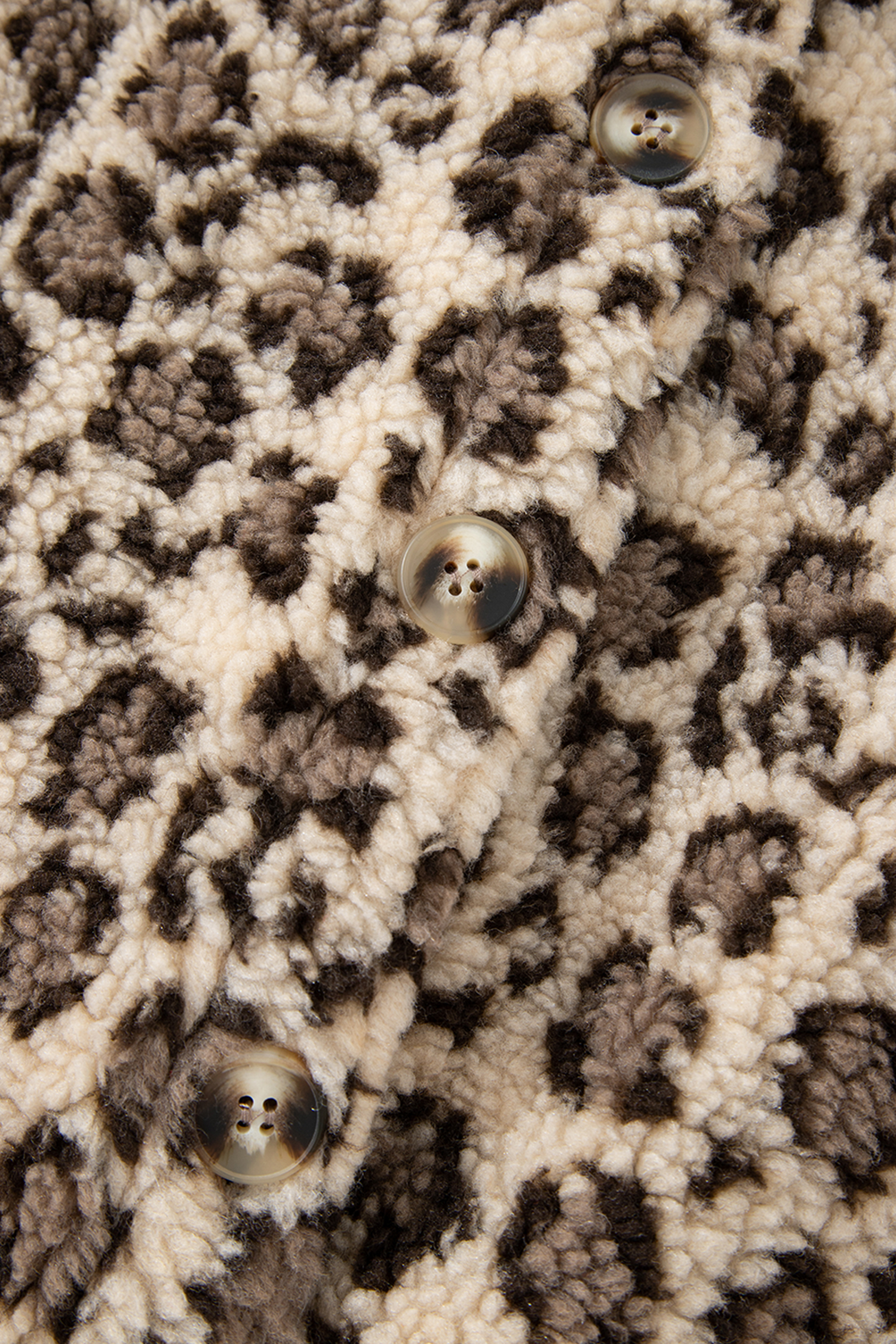 Brown Sherpa Leopard Print Flap Pocket Collared Button Up Jacket - loveforevers