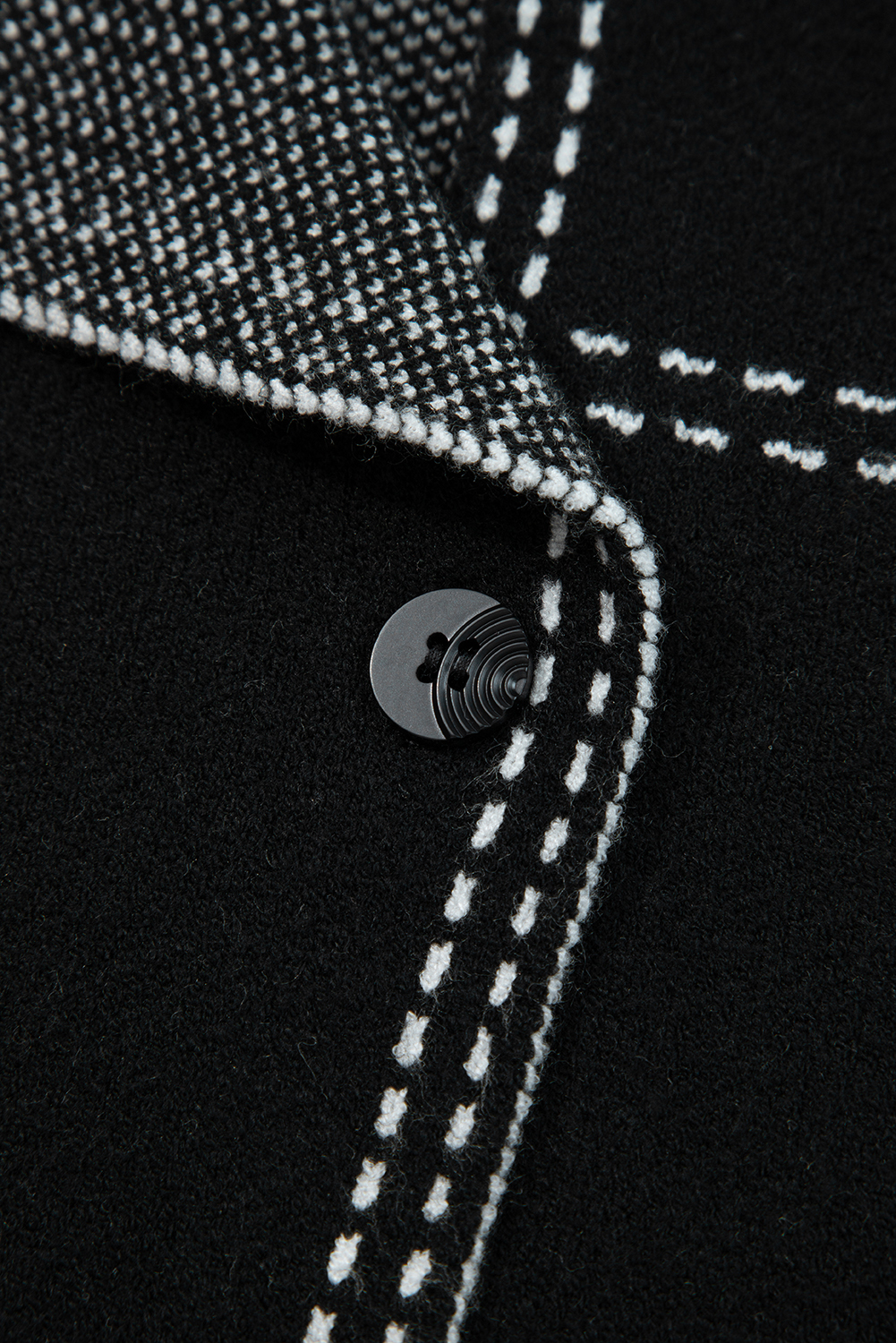 Black Contrast Trim Button up Sweater Cardigan - loveforevers