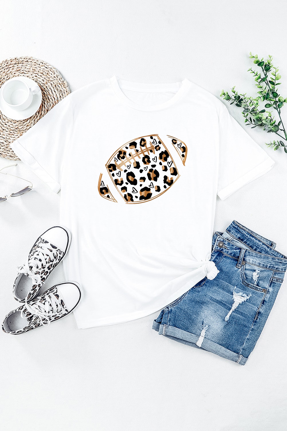 Khaki Game Day Rugby Football Season Leopard Lightning T Shirt - loveforevers