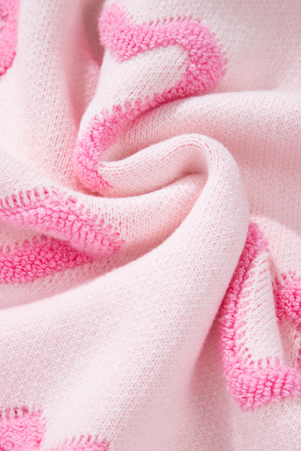 Pink Heart Shape Bubble Sleeve Baggy Sweater - loveforevers