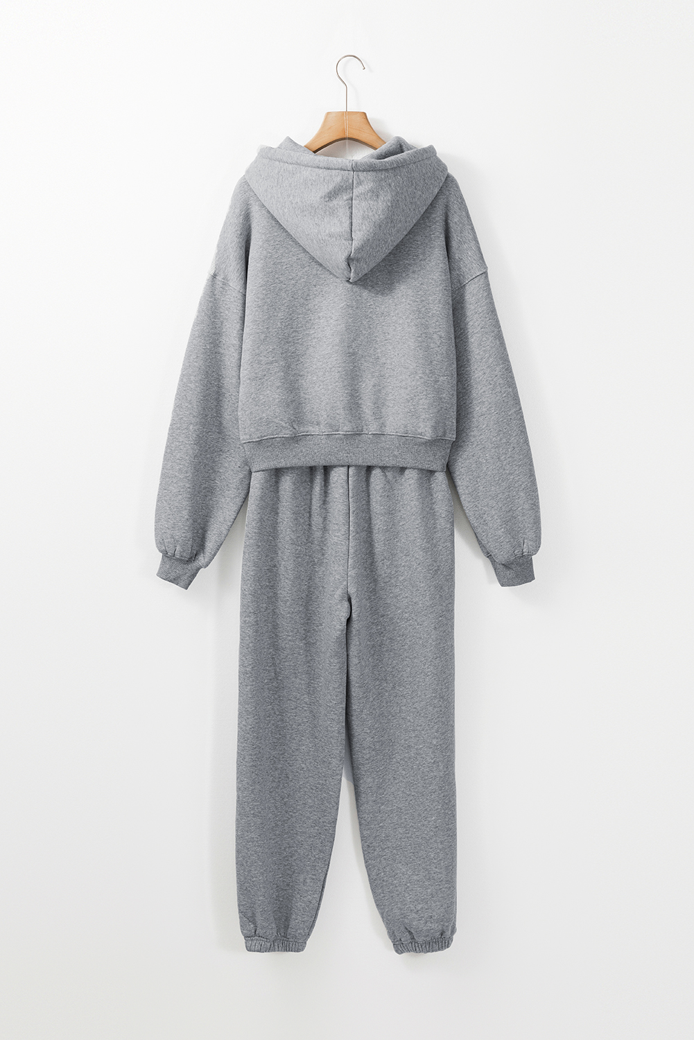 Gray Solid Drop Shoulder Hoodie and Joggers Activewear Set - loveforevers
