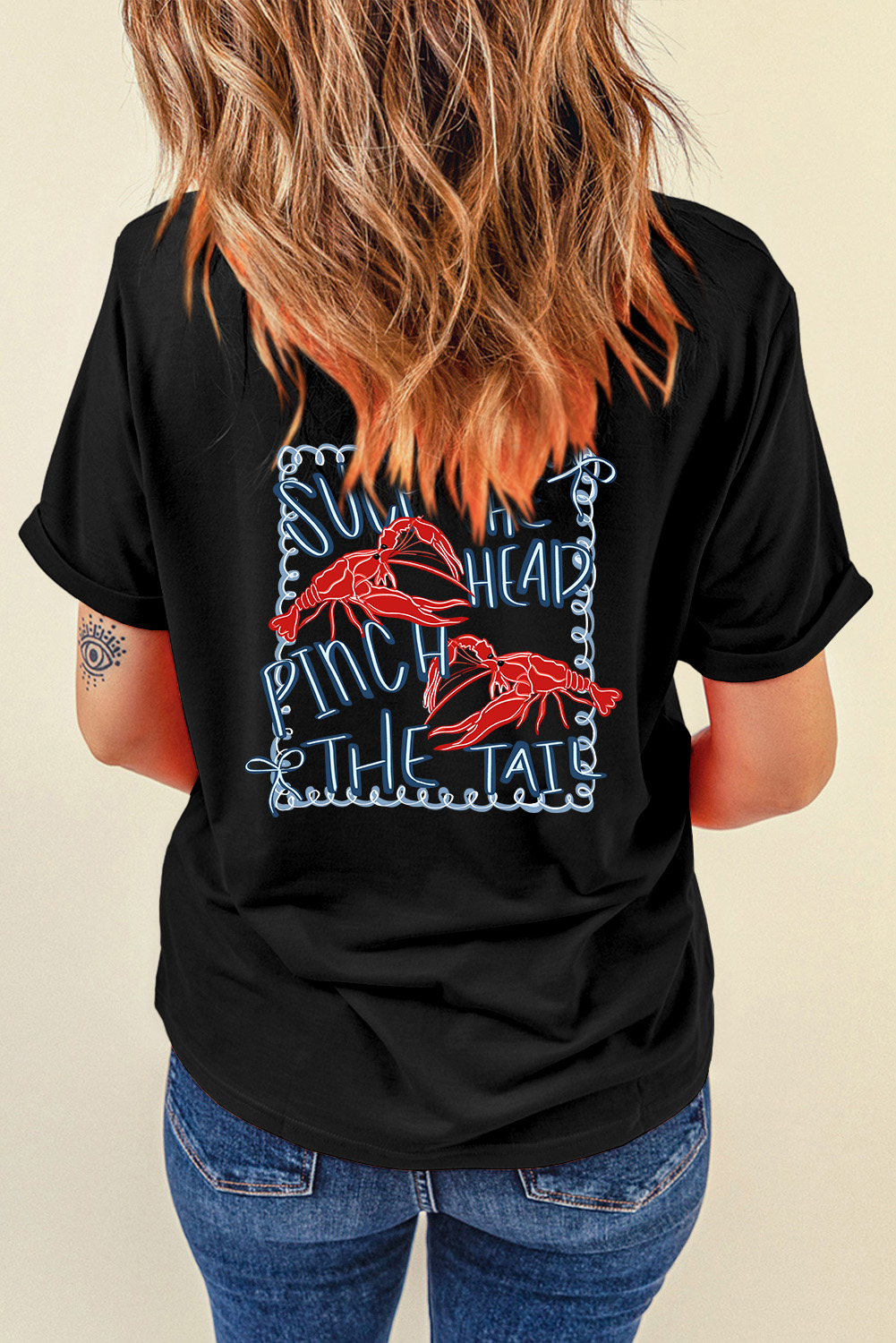 Black Girlie Bow Crawfish Printed T Shirt - loveforevers