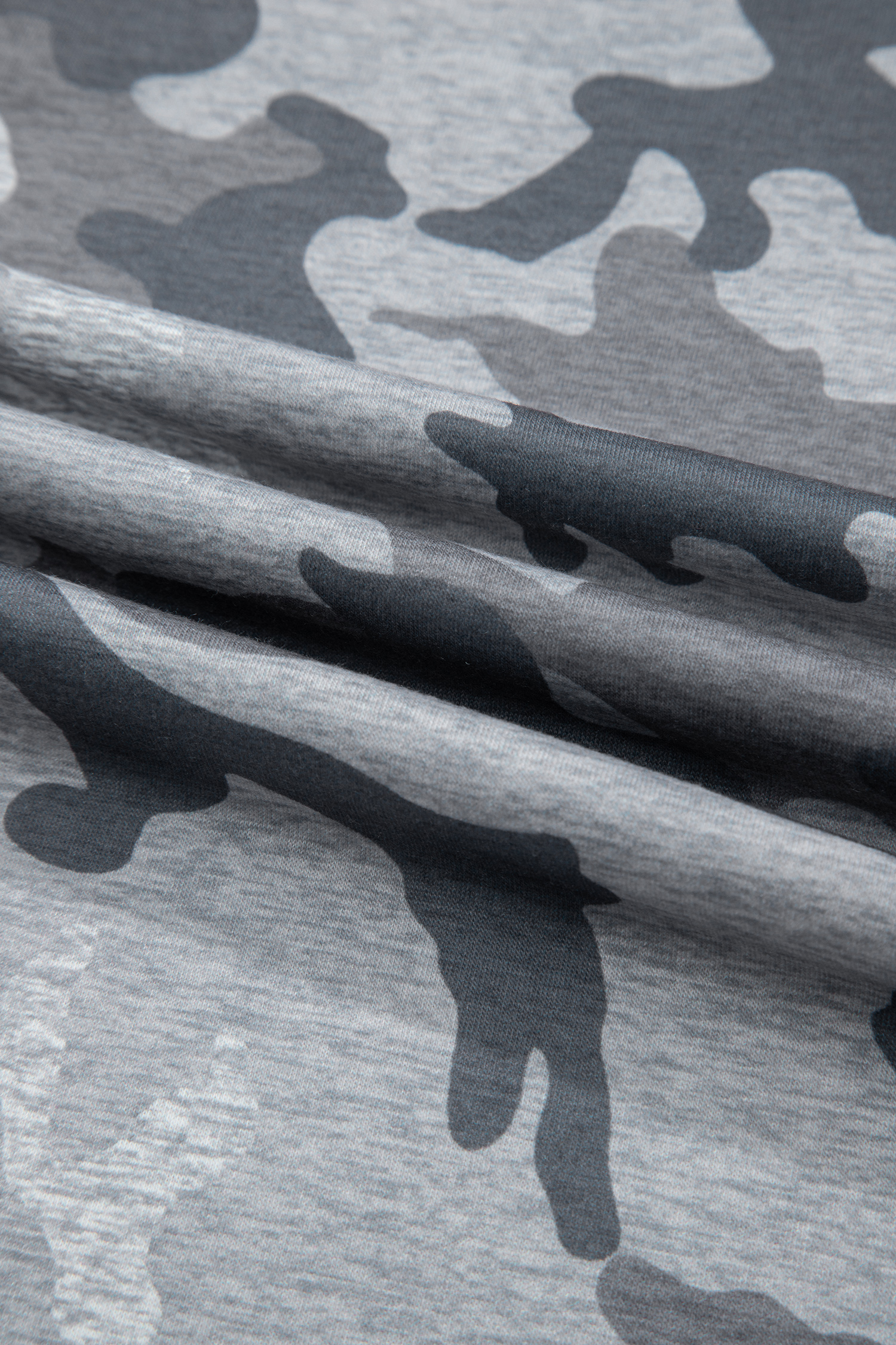 Gray Camouflage Print Round Neck T Shirt - loveforevers