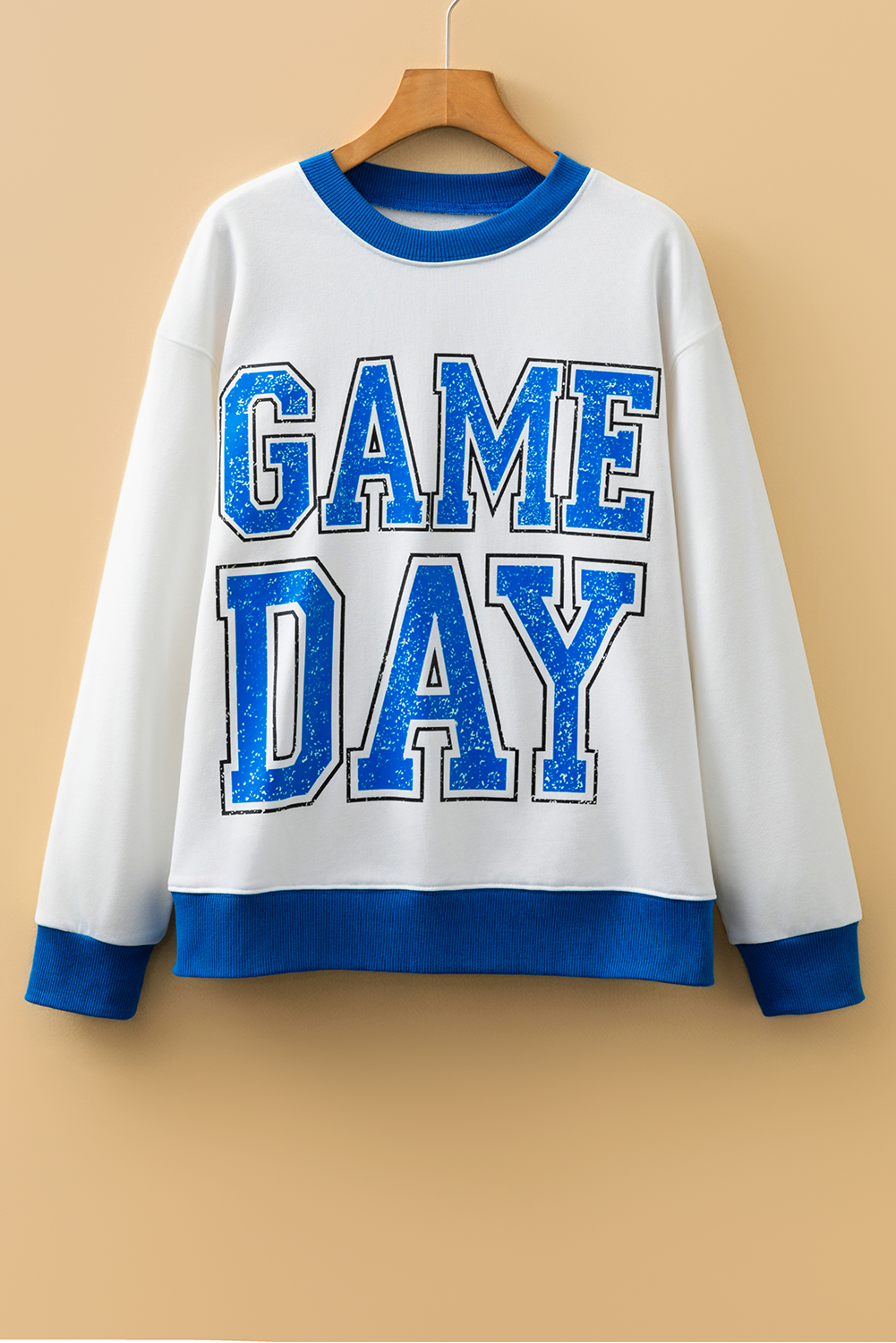 Black GAME DAY Letter Graphic Varsity Striped Detail Baggy Sweatshirt - loveforevers