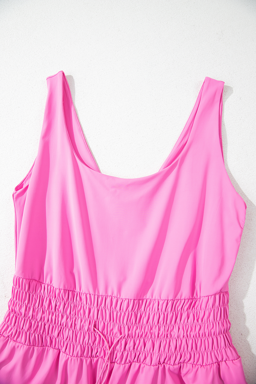 Black Plain Sleeveless Loop Drawstring Cinched Waist Romper - loveforevers