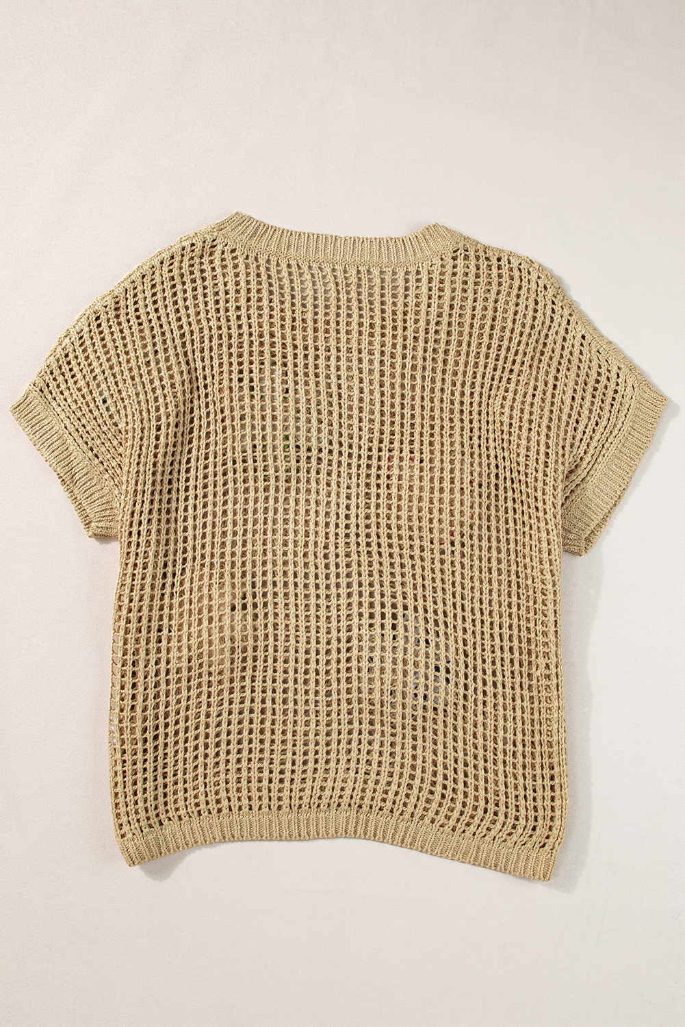 Light French Beige Crochet Flower Hollow-out Sweater T Shirt - loveforevers